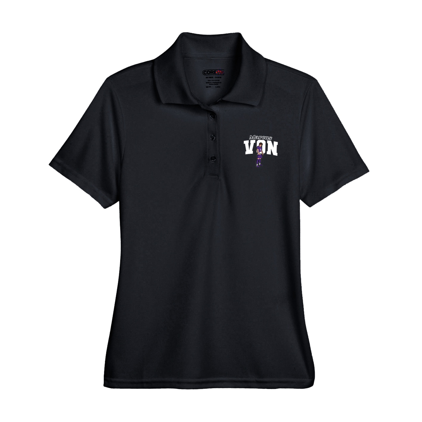 Womens Performance Polo — Name Arch in Black
