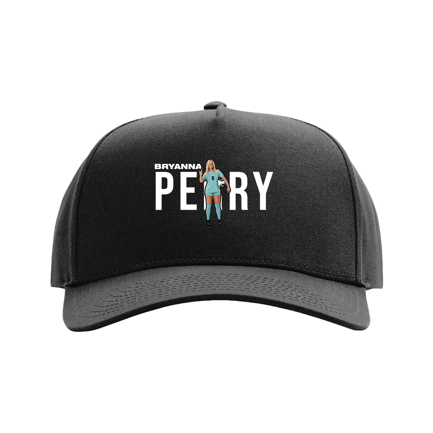 Full Fabric Five-Panel Champ Cap — Player Name in Black