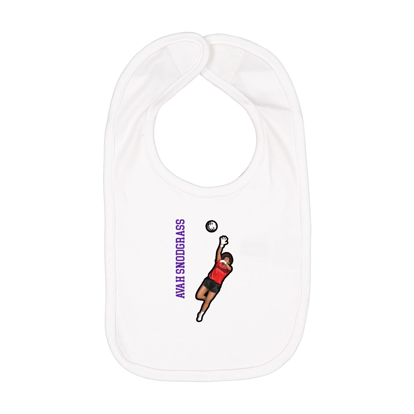 Infant Bib — Name Vertical in White