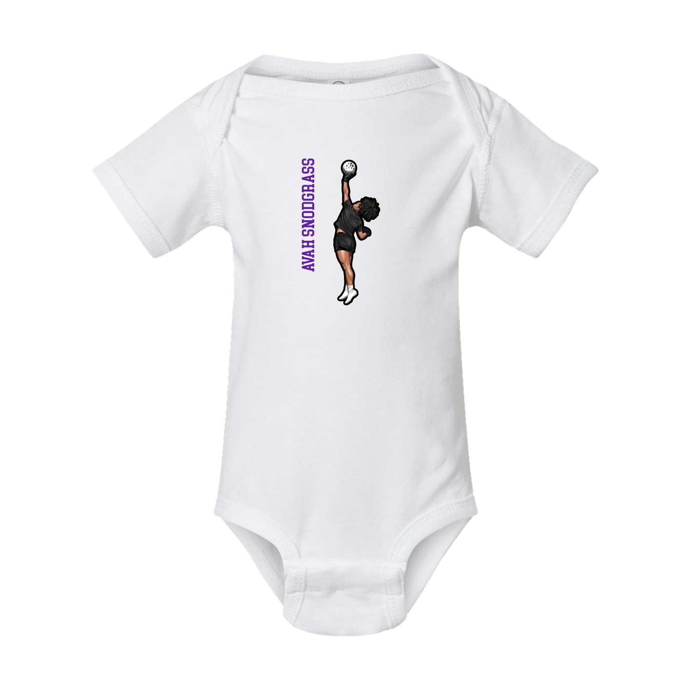 Baby Onesie — Name Vertical in White