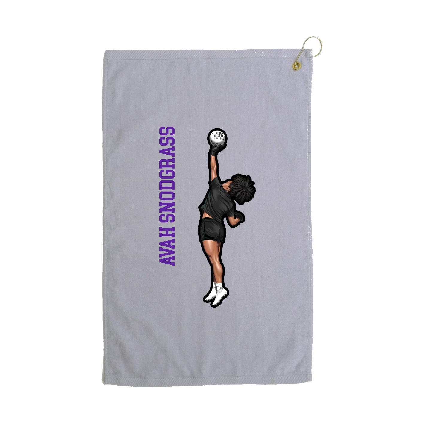 Golf Towel — Name Vertical in Grey
