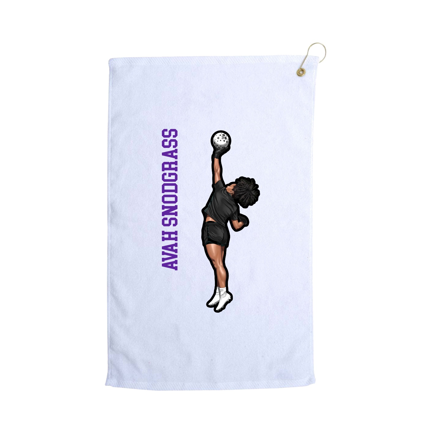 Golf Towel — Name Vertical in White