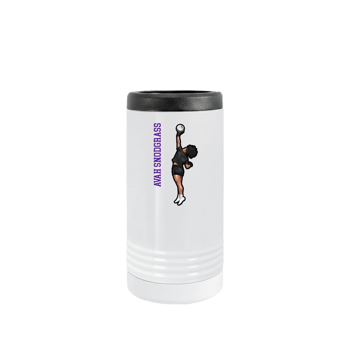 Slim Beverage Holder — Name Vertical in White