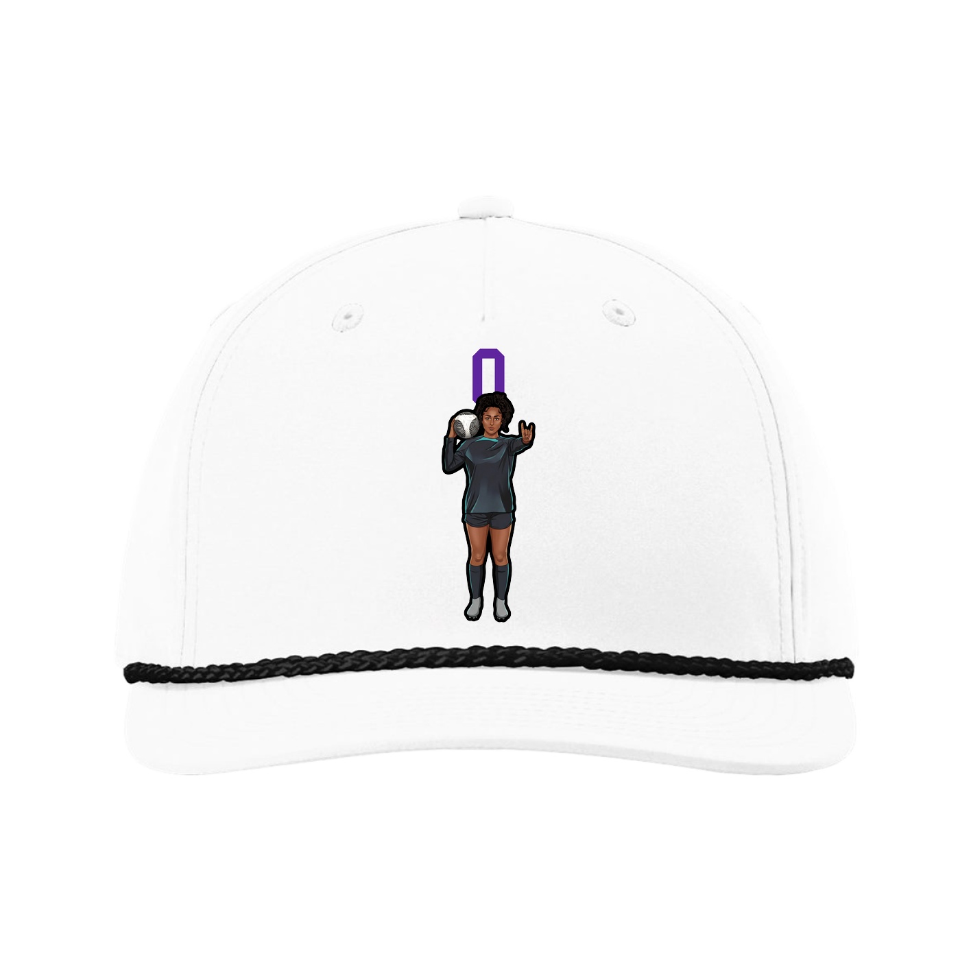 Five-Panel Classic Rope Cap — Number Top in White