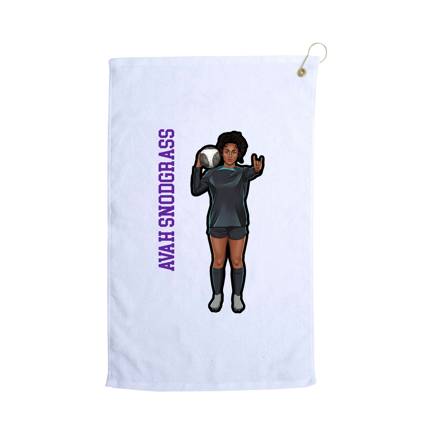 Golf Towel — Name Vertical in White
