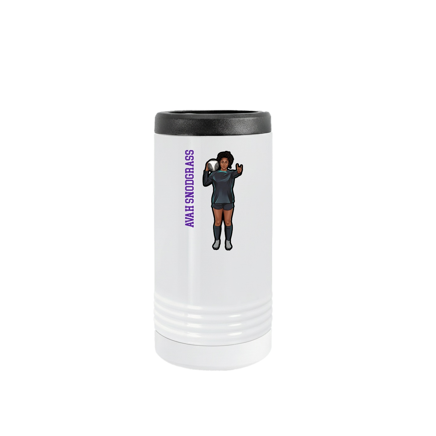 Slim Beverage Holder — Name Vertical in White