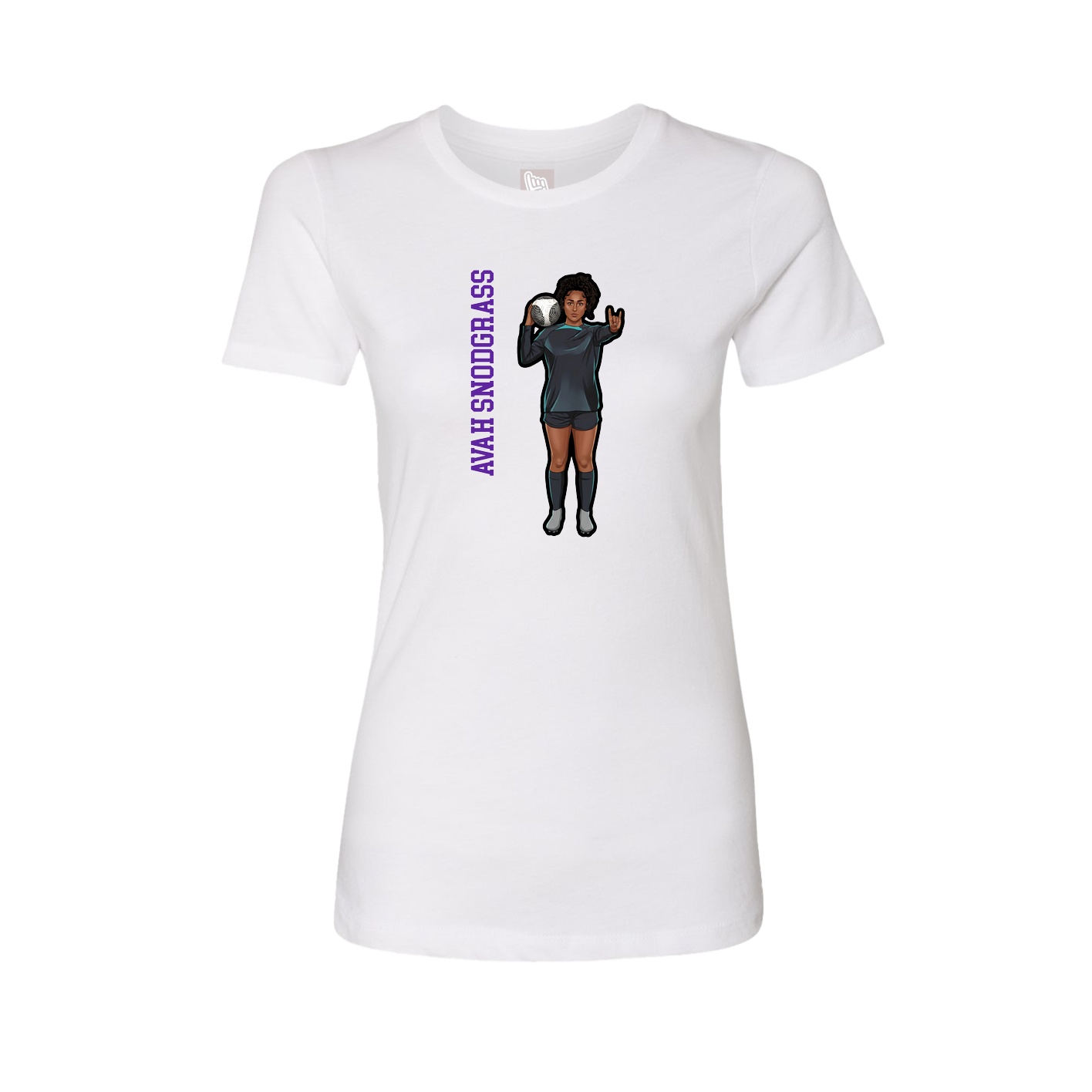 Fitted Women's Tee — Name Vertical in White