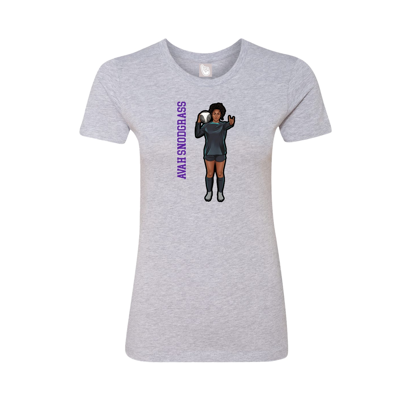 Womens Tee — Name Vertical in Grey