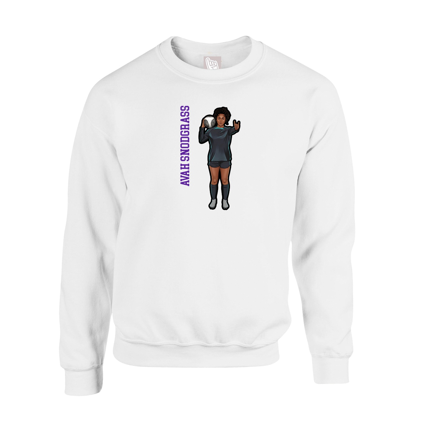 Fleece Crew — Name Vertical in White
