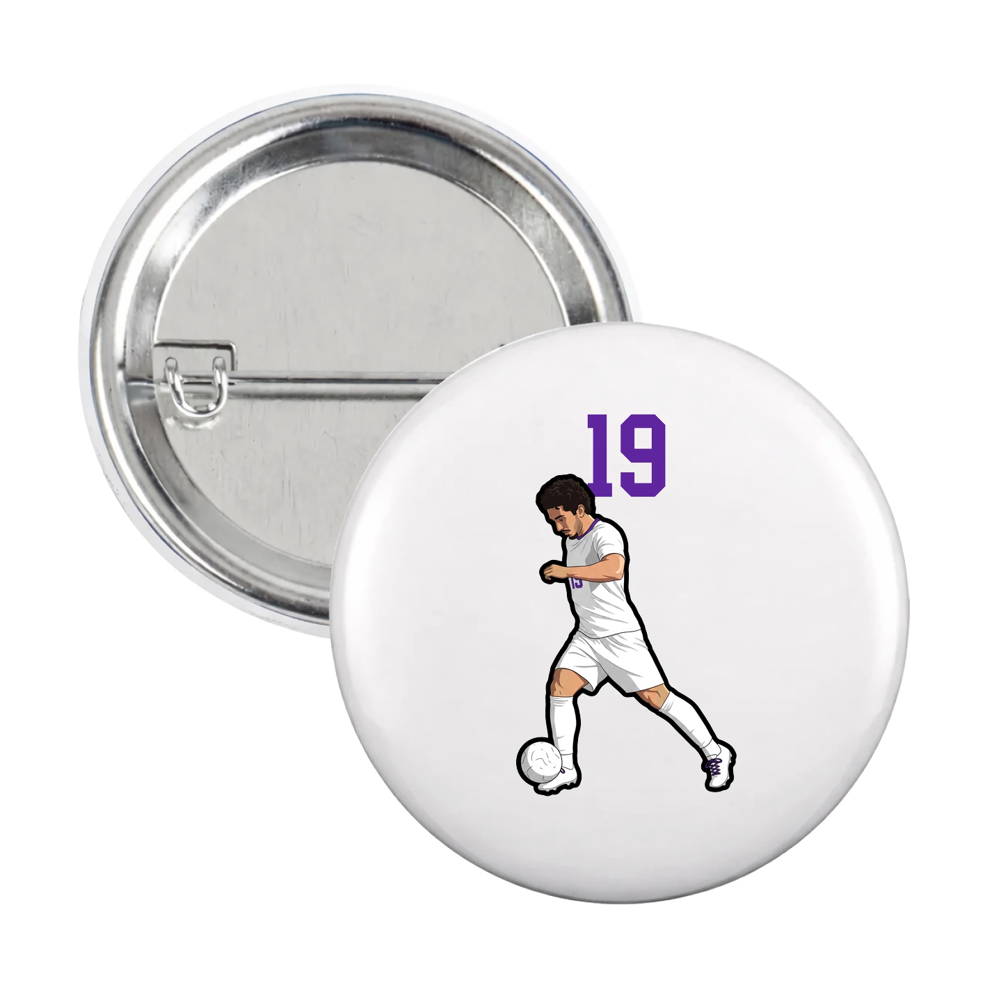 Game Day Button — Number Top in White