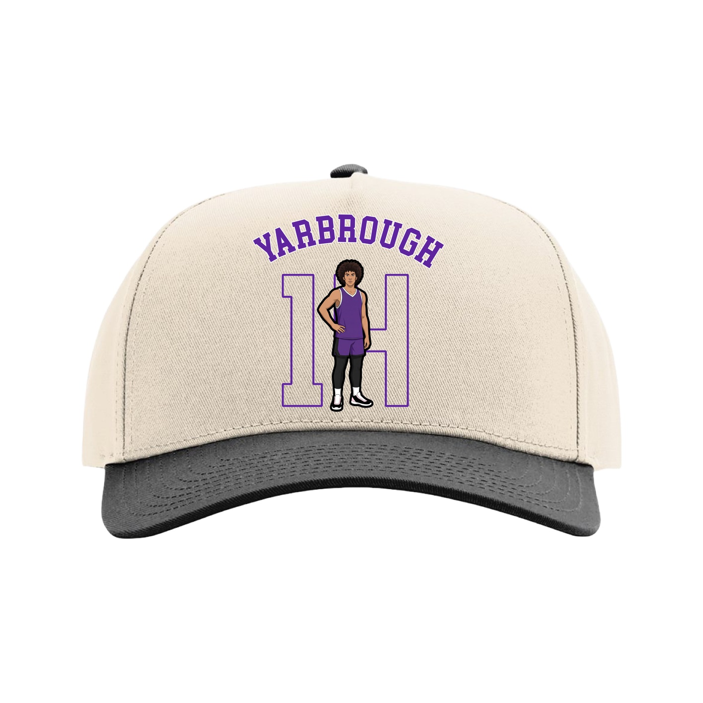 Full Fabric Five-Panel Champ Cap — Shirsey Arch in Cream/Black