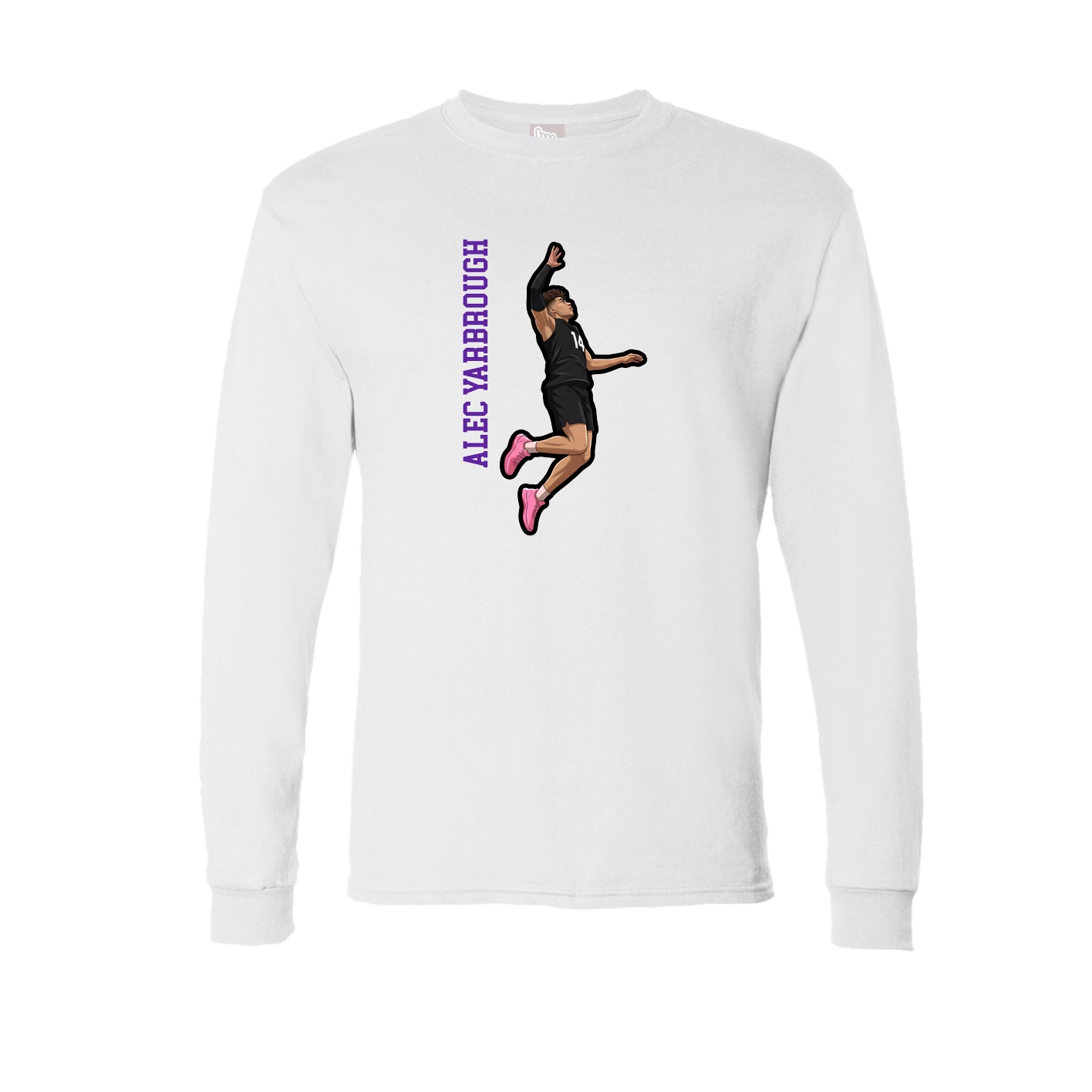 Long Sleeve Tee — Name Vertical in White