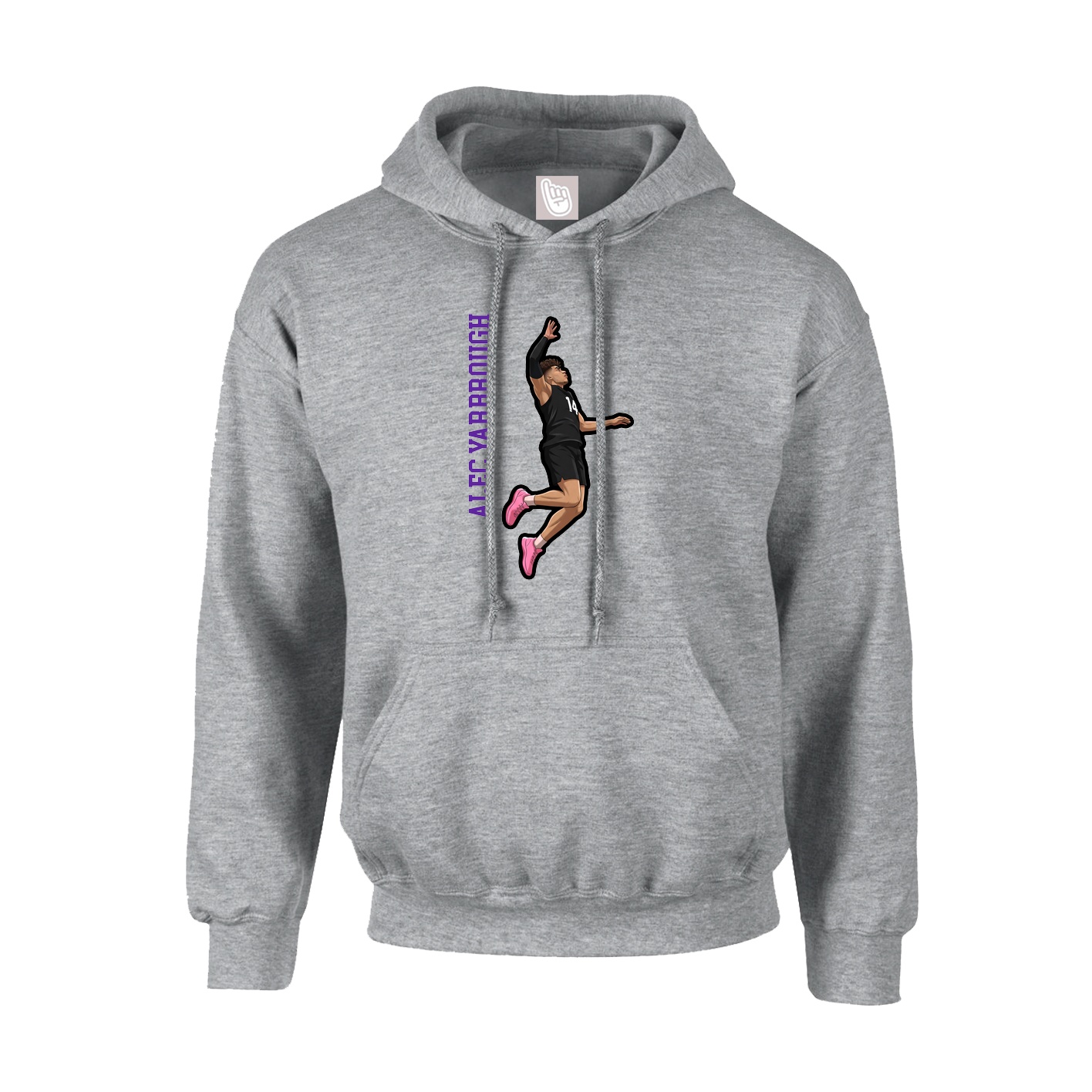 Hoodie — Name Vertical in Grey