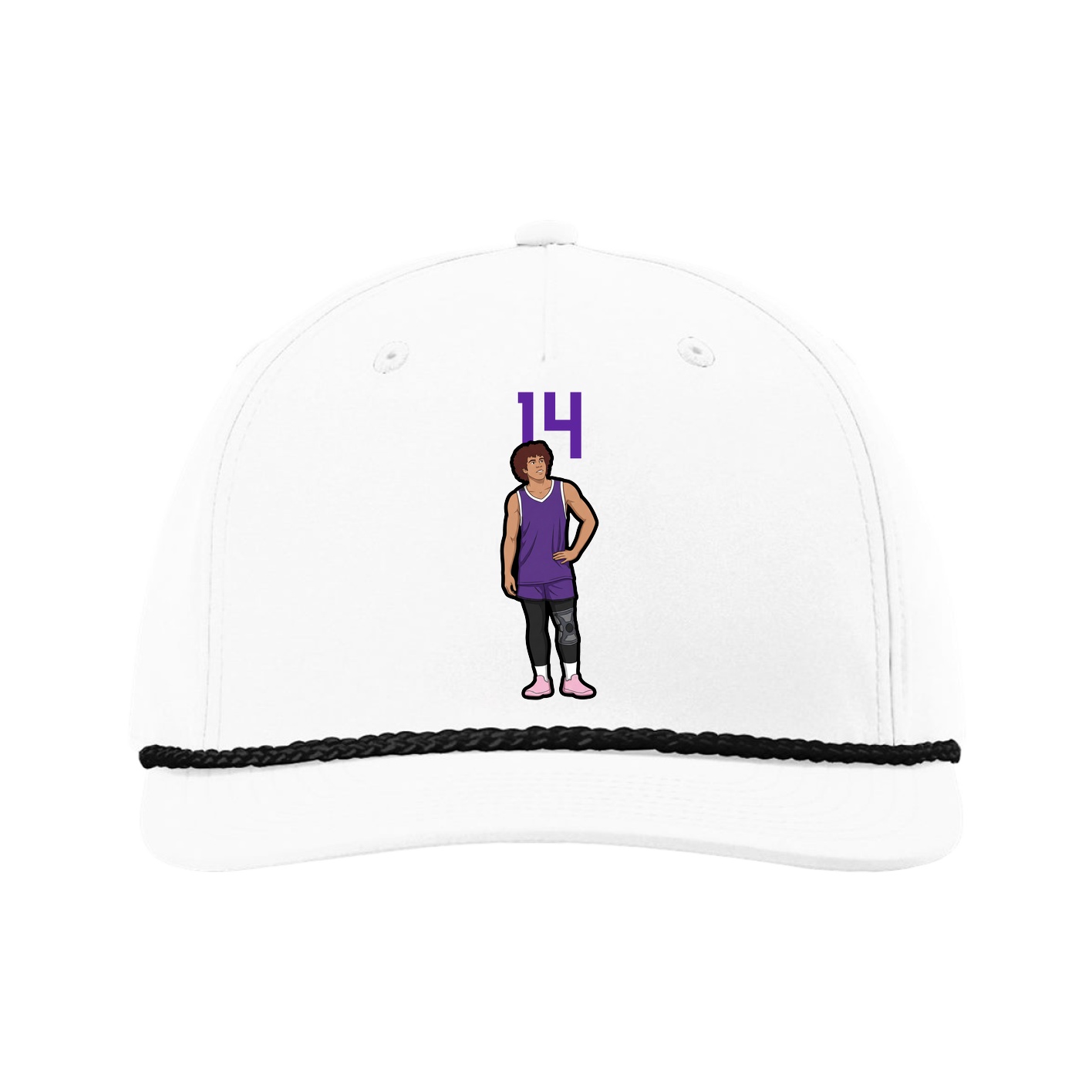 Five-Panel Classic Rope Cap — Number Top in White