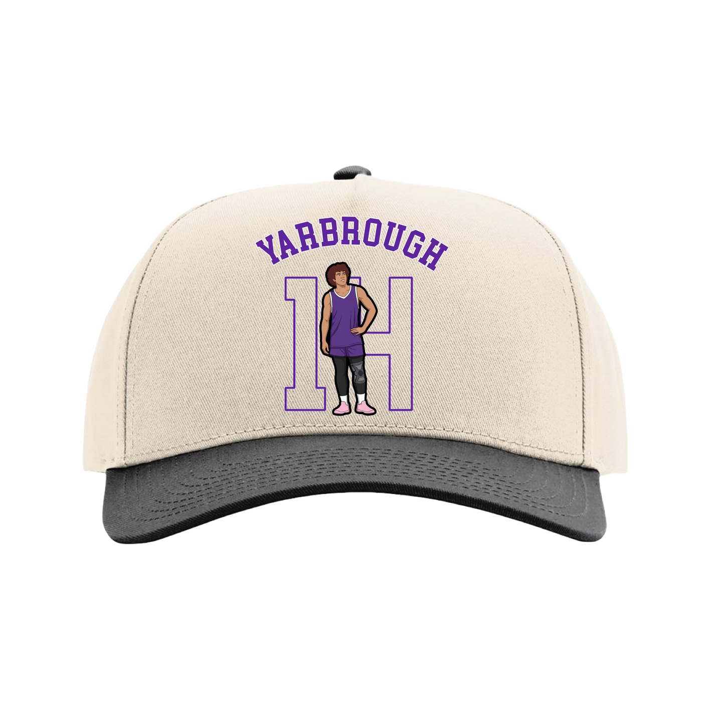 Full Fabric Five-Panel Champ Cap — Shirsey Arch in Cream/Black