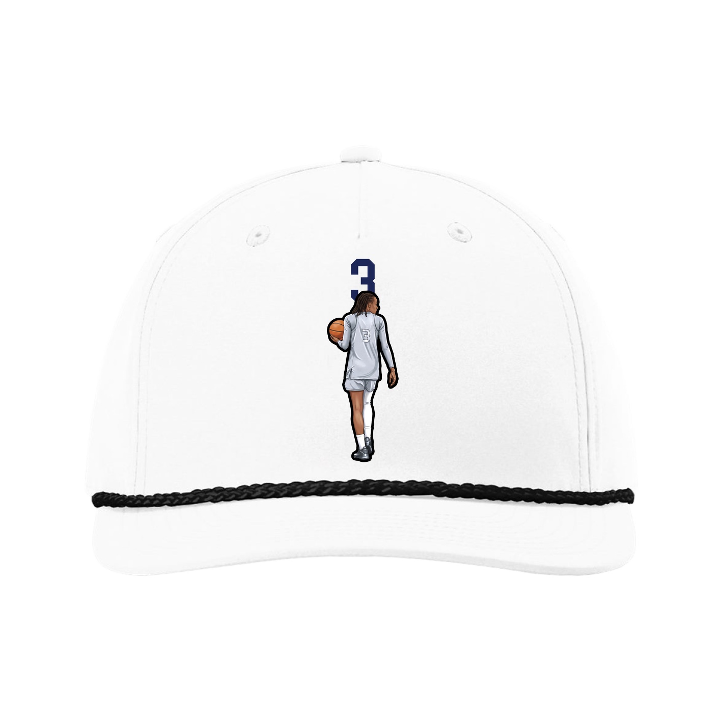 Five-Panel Classic Rope Cap — Number Top in White