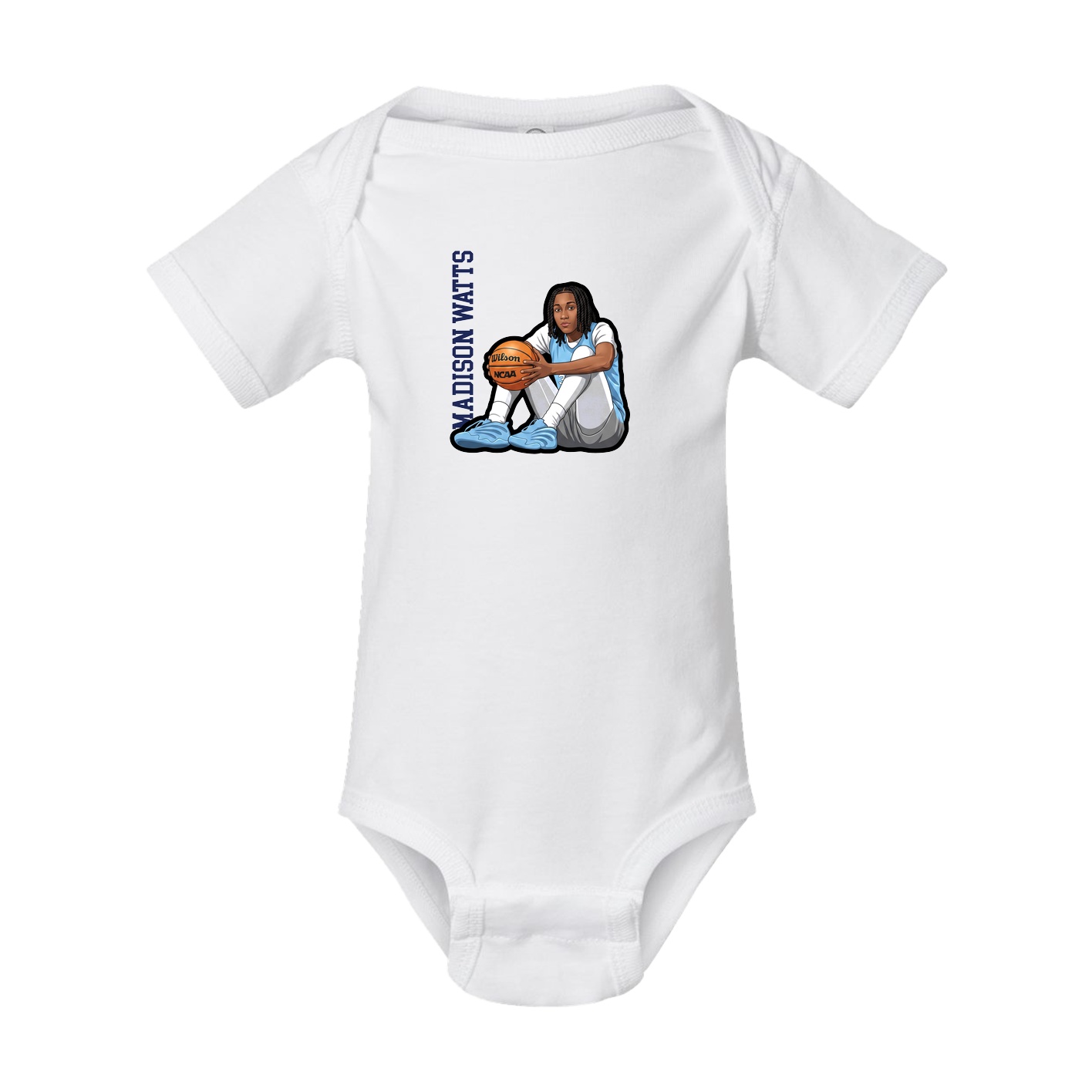 Baby Onesie — Name Vertical in White