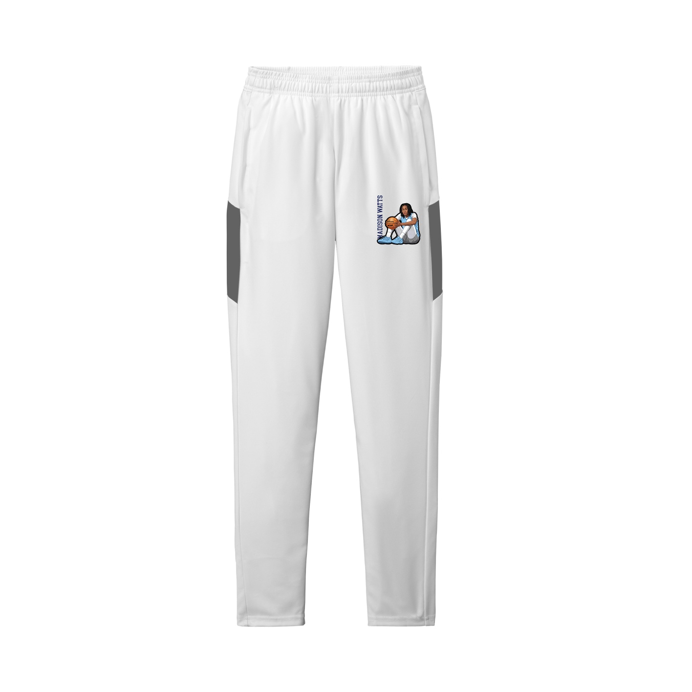 Team Travel Pant — Name Vertical in White/Grey