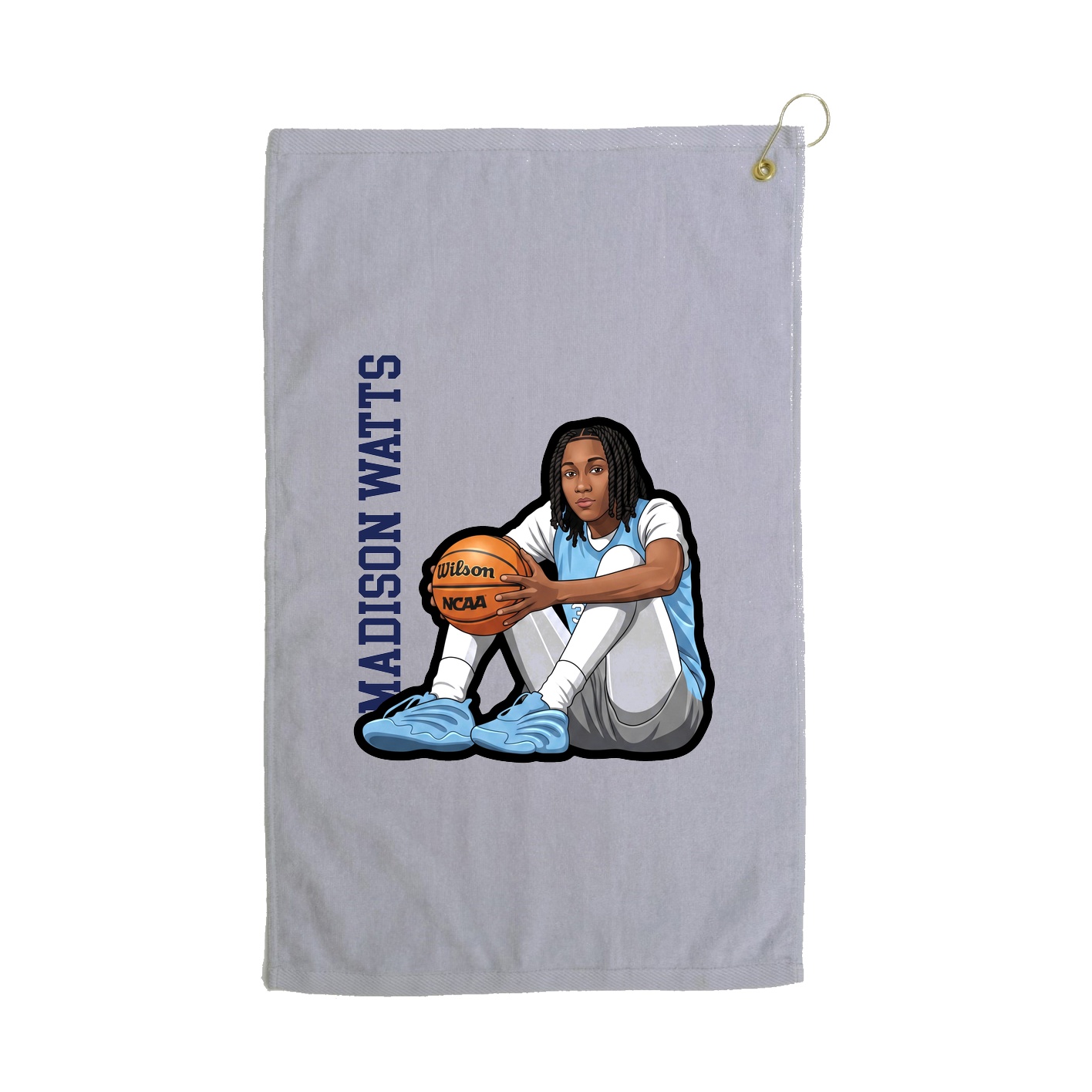 Golf Towel — Name Vertical in Grey
