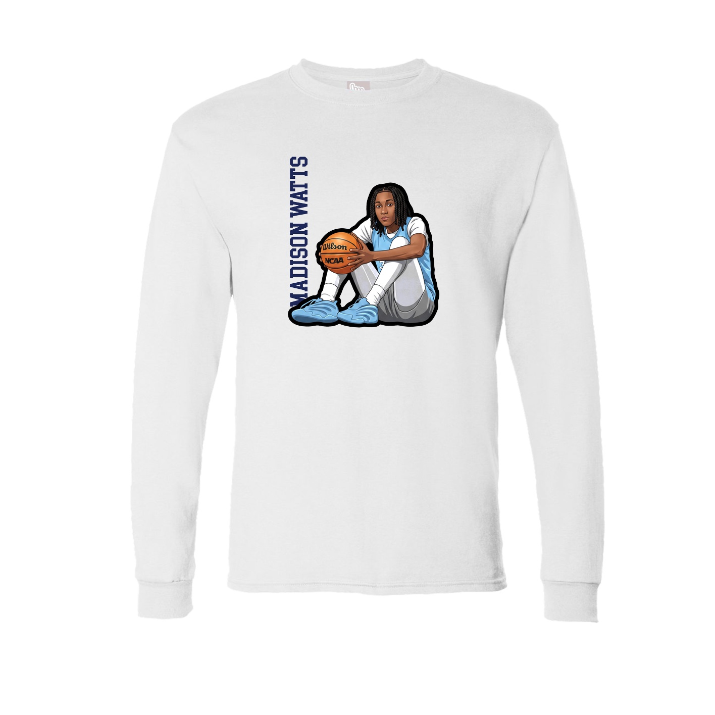 Long Sleeve Tee — Name Vertical in White