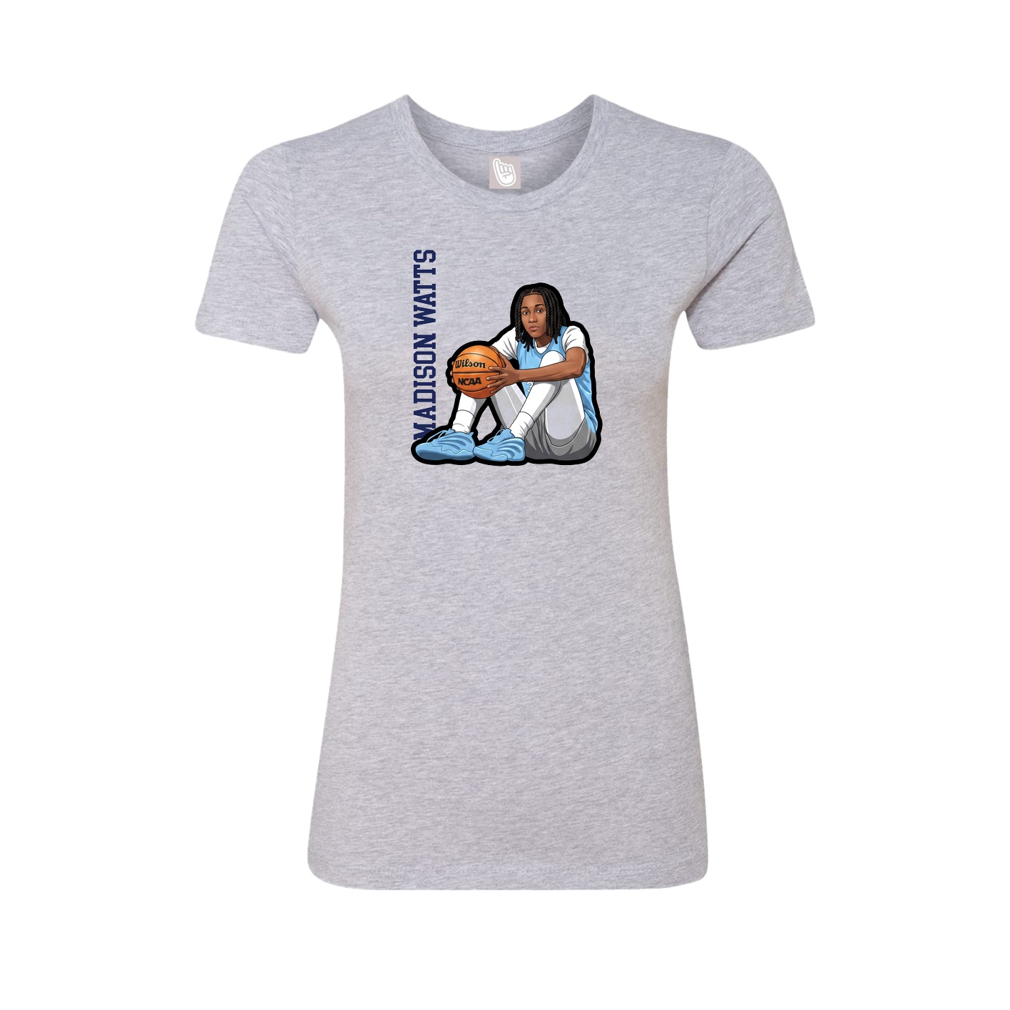 Womens Tee — Name Vertical in Grey