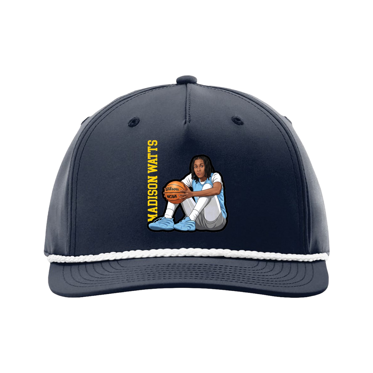 Five-Panel Classic Rope Cap — Name Vertical in Navy
