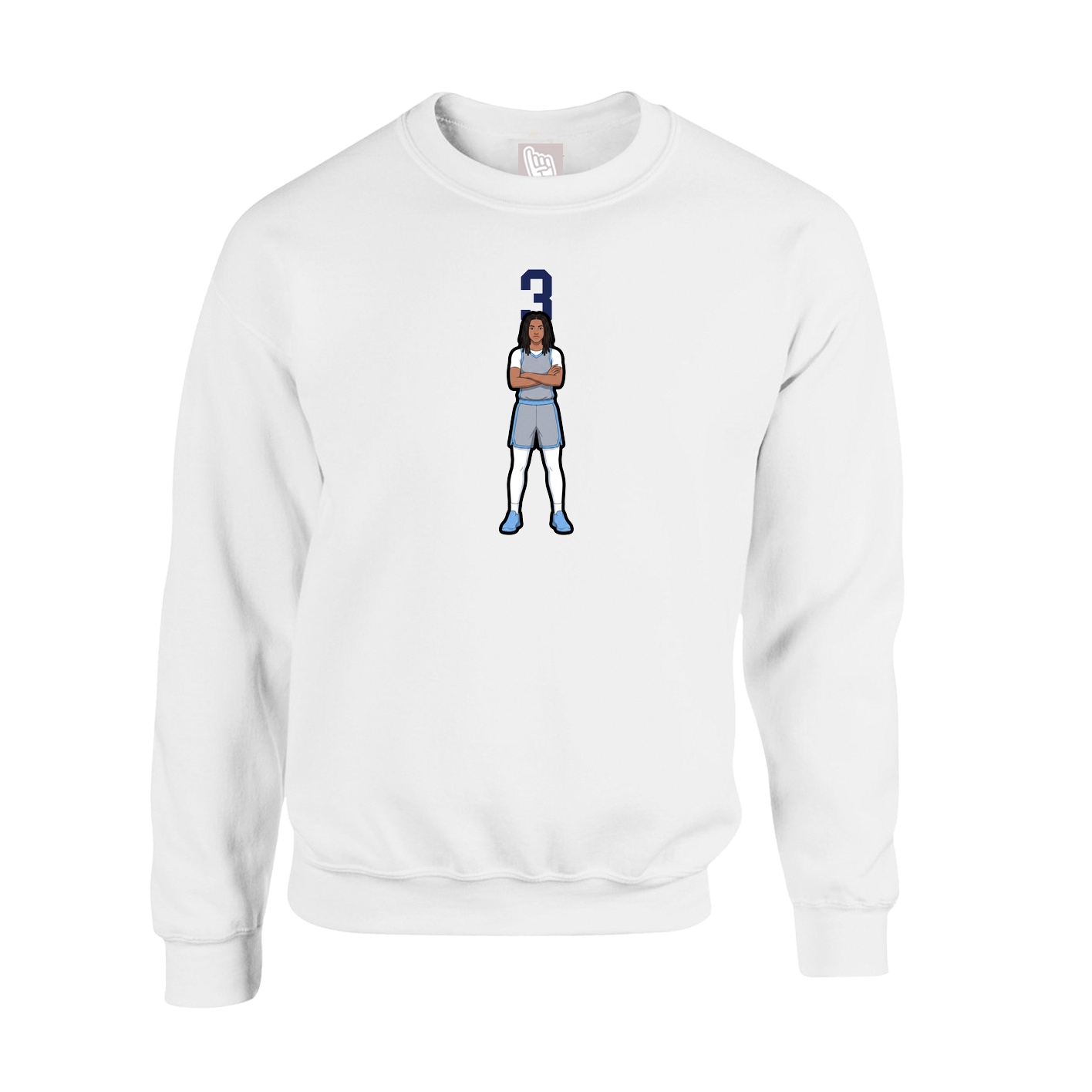 Fleece Crew — Number Top in White
