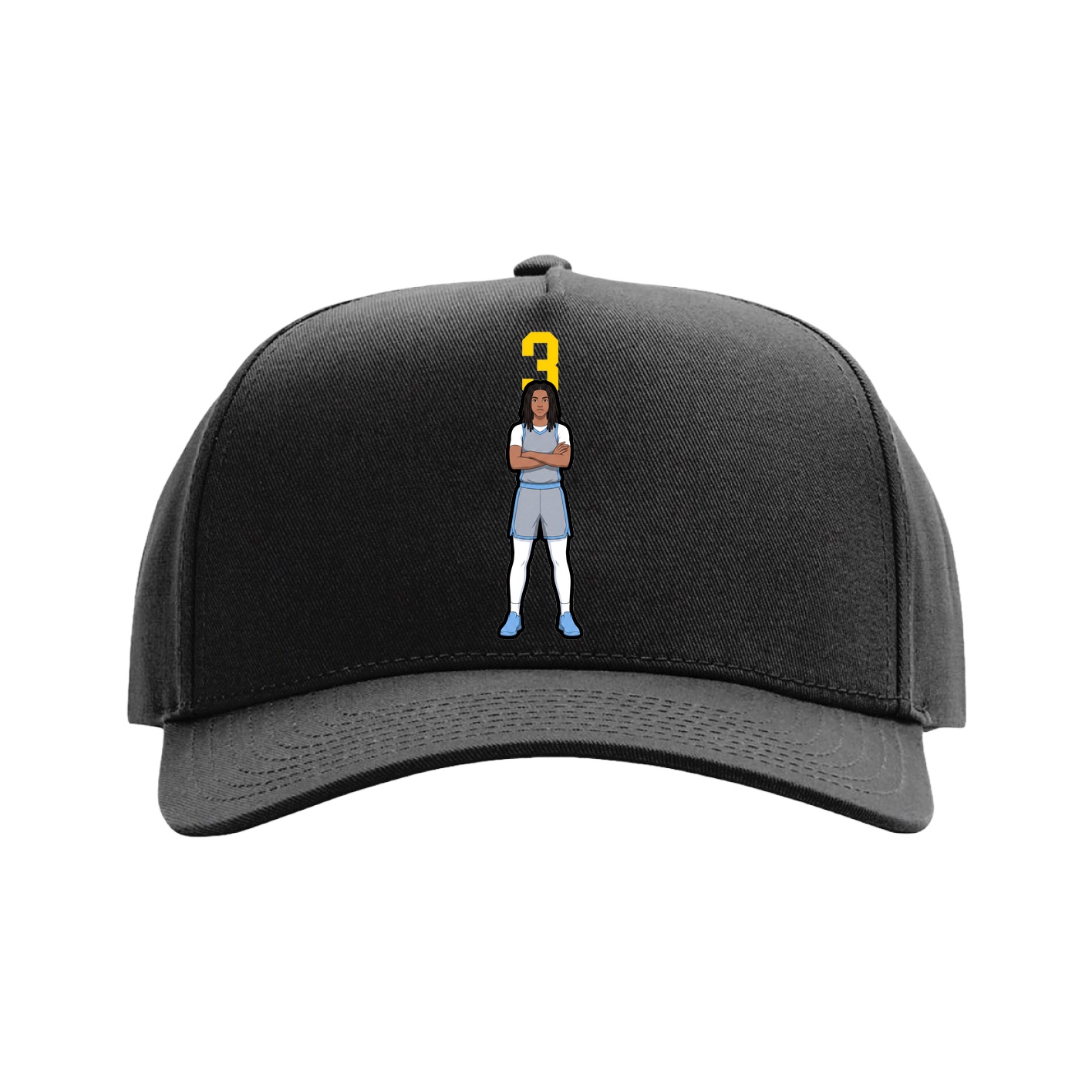 Full Fabric Five-Panel Champ Cap — Number Top in Black