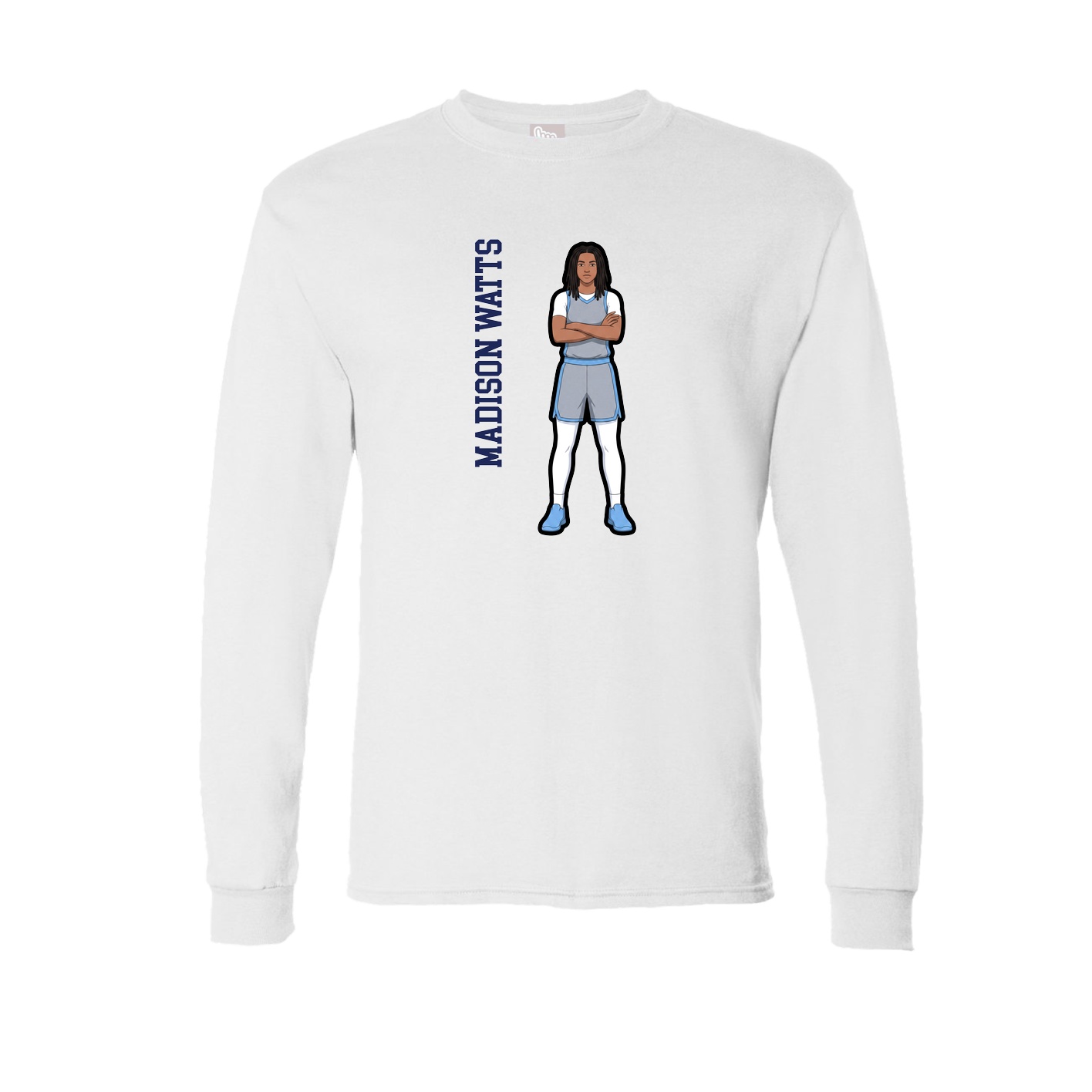 Long Sleeve Tee — Name Vertical in White