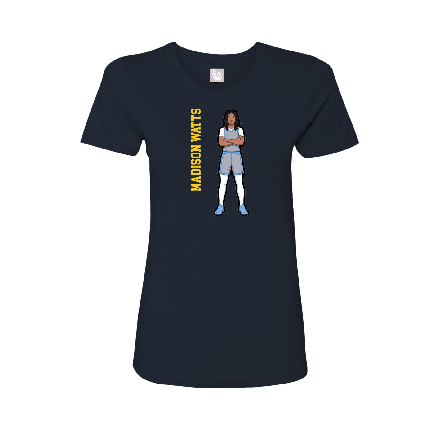 Womens Tee — Name Vertical in Navy