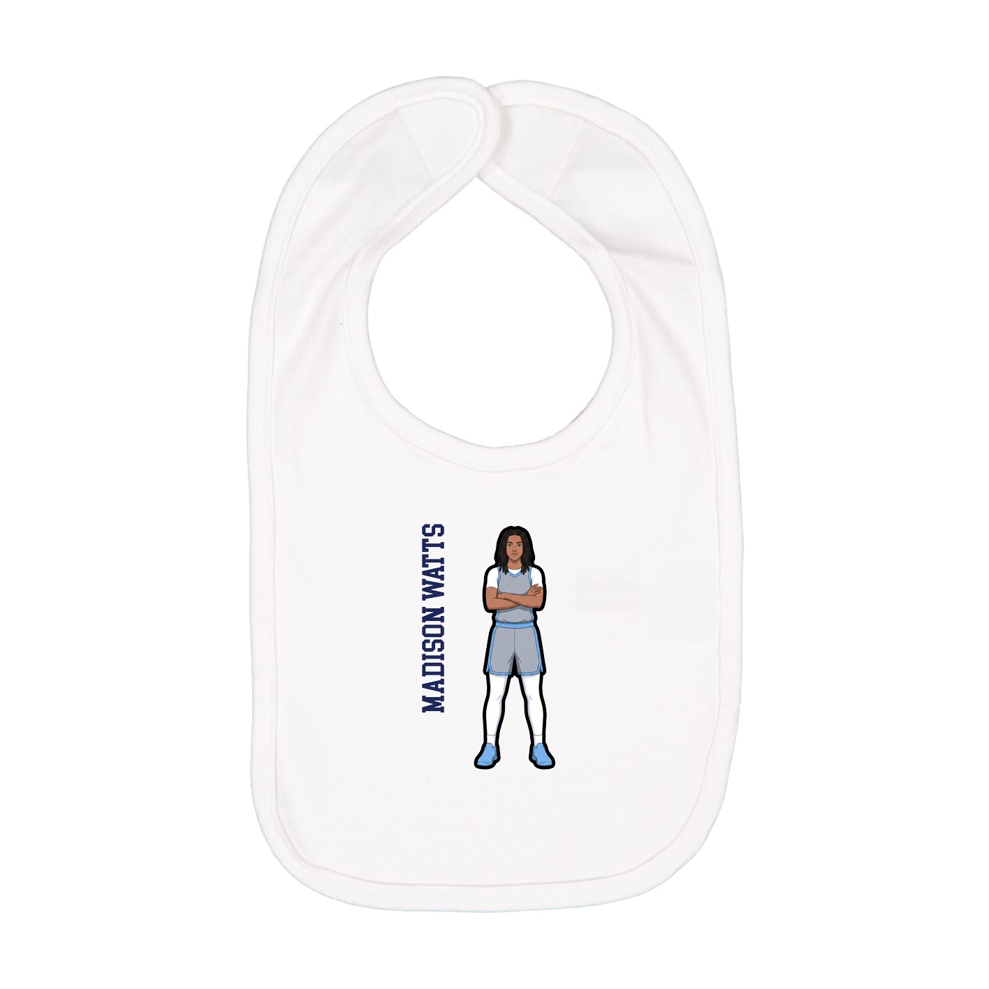 Infant Bib — Name Vertical in White