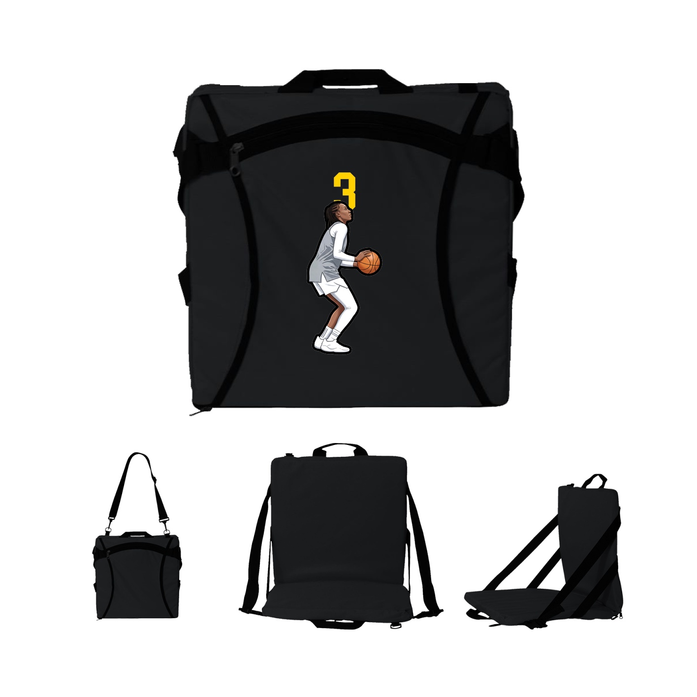 Folding Stadium Seat — Number Top in Black