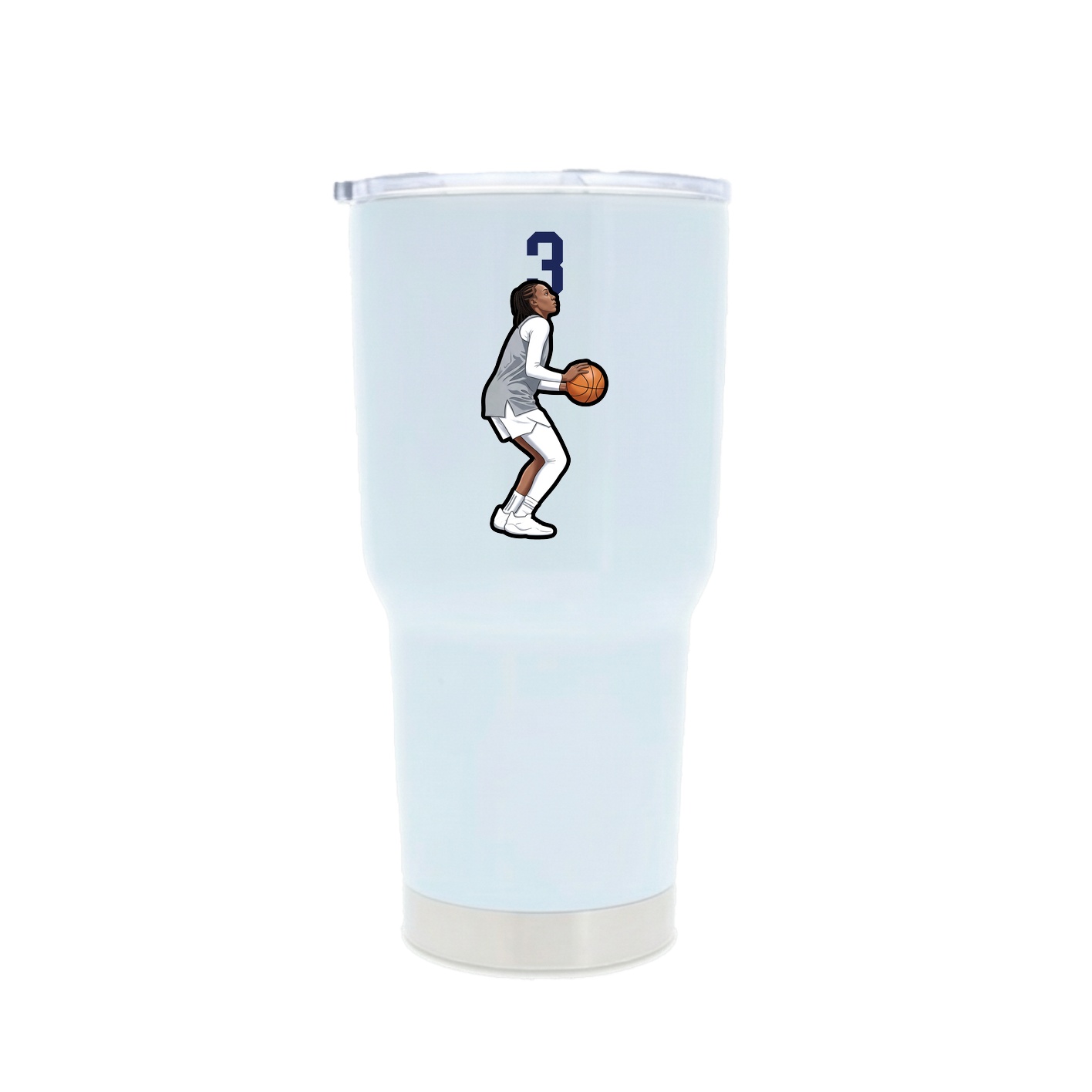30oz Stainless Steel Tumbler — Number Top in White