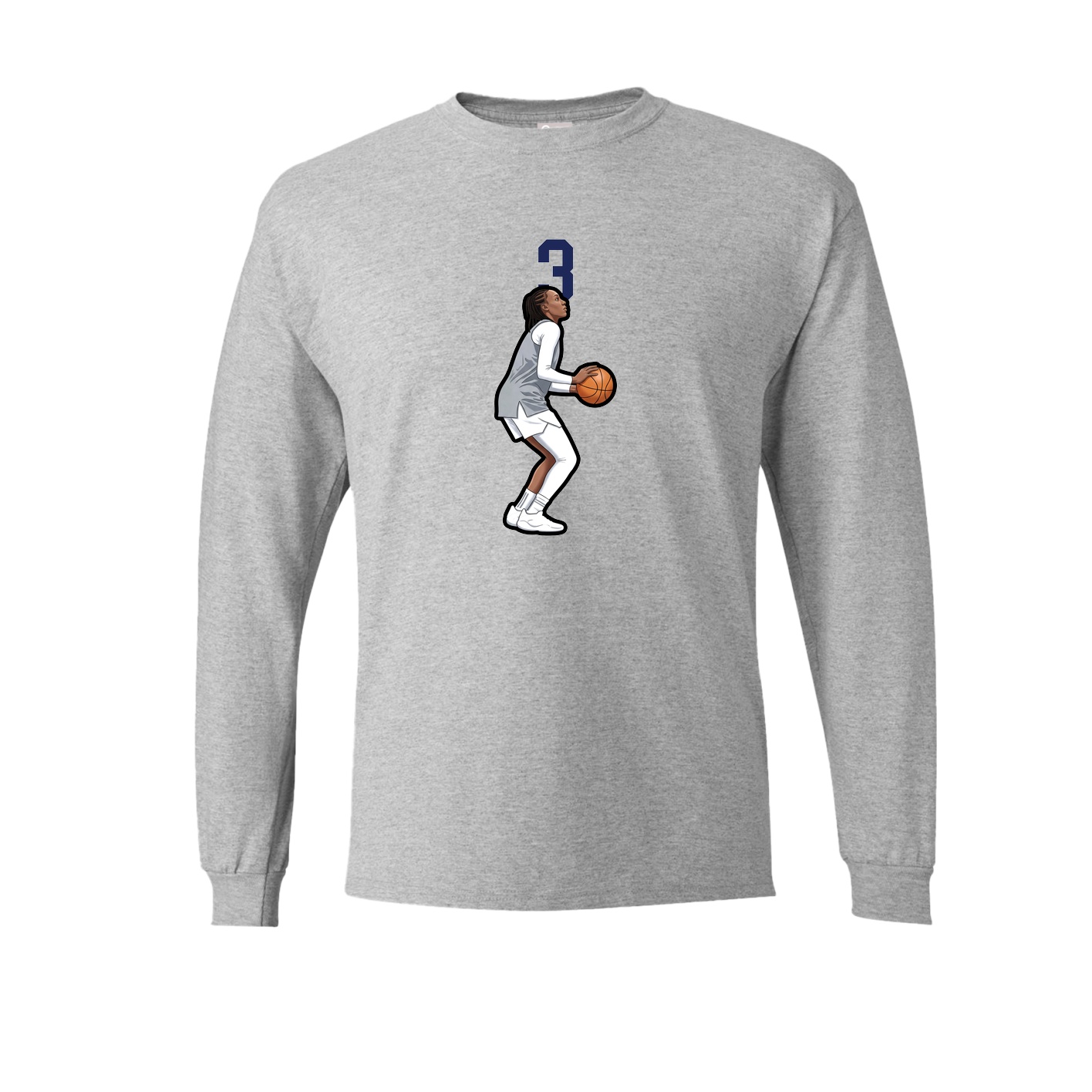 Long Sleeve Tee — Number Top in Grey