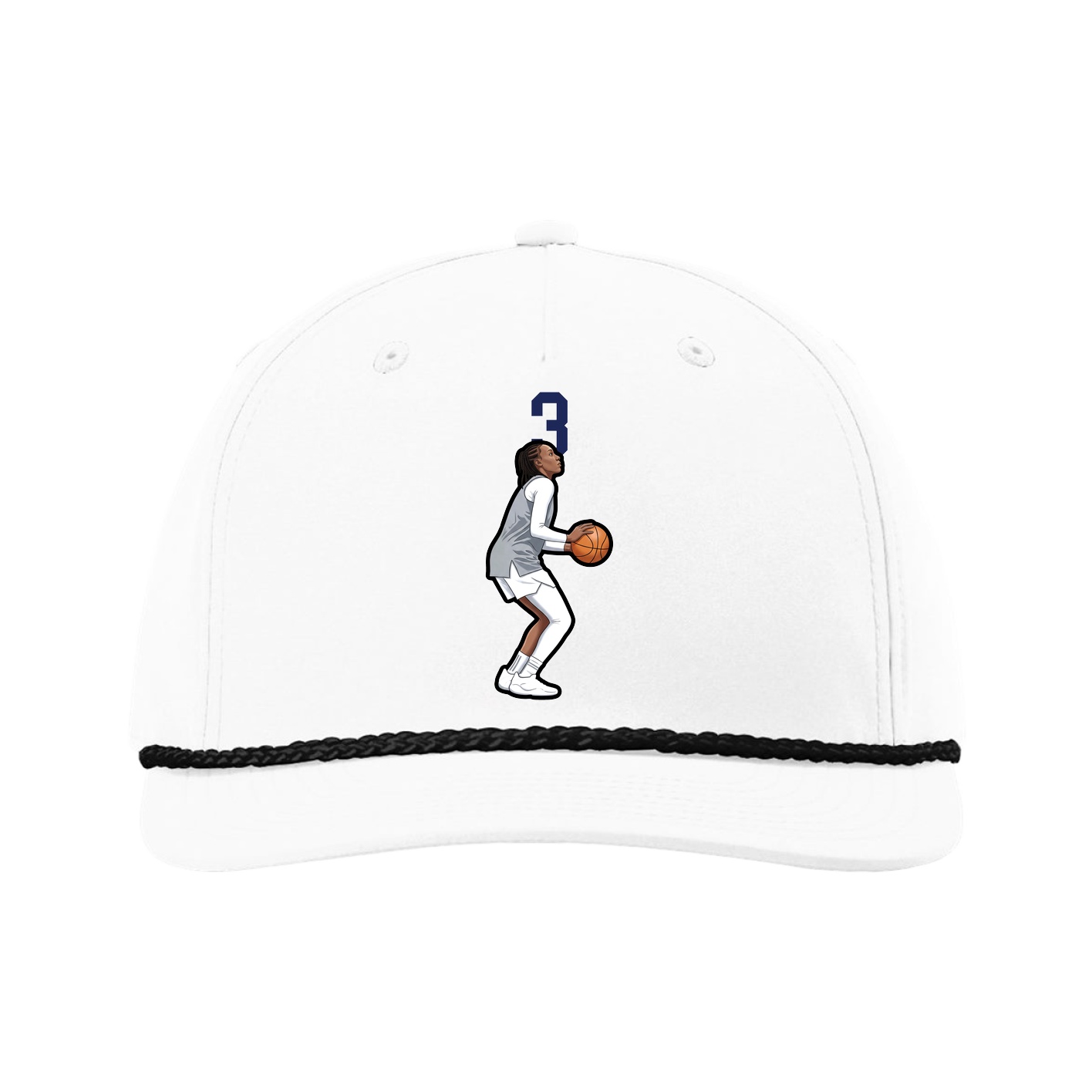 Five-Panel Classic Rope Cap — Number Top in White