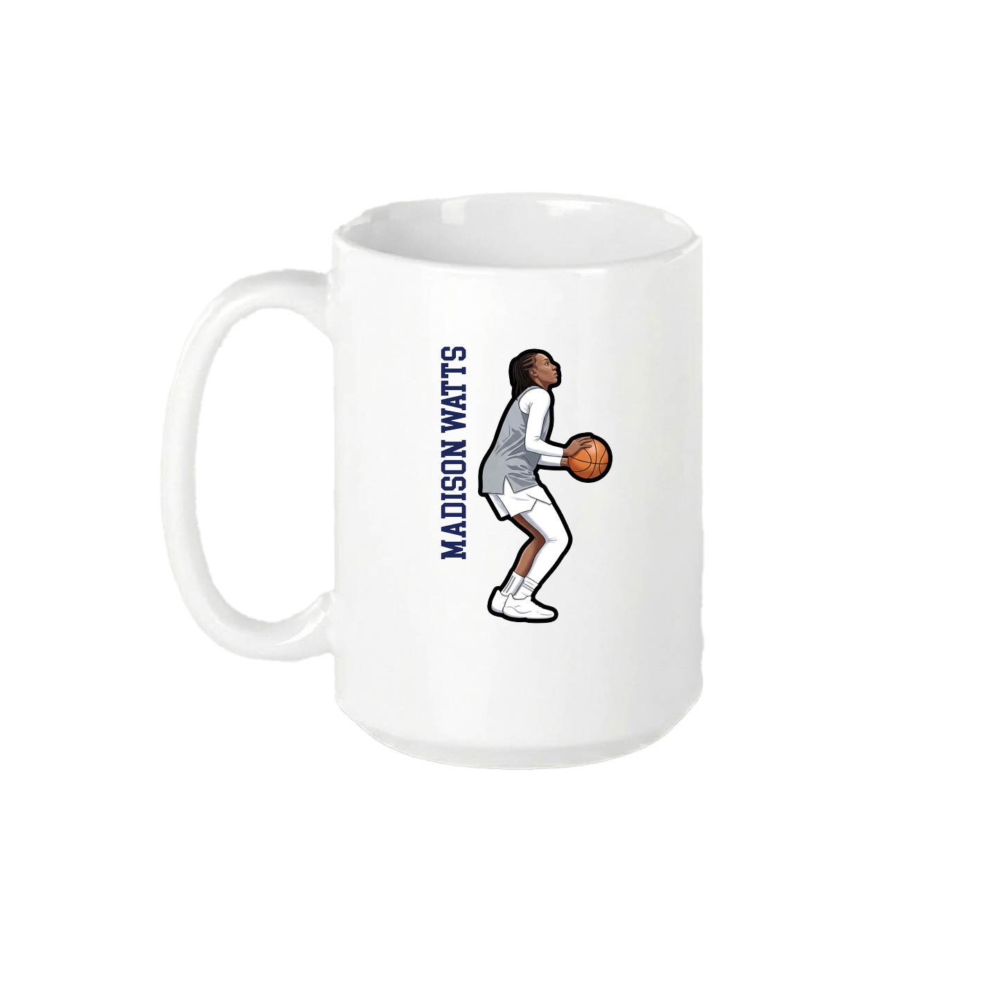 15oz Coffee Mug — Name Vertical in White