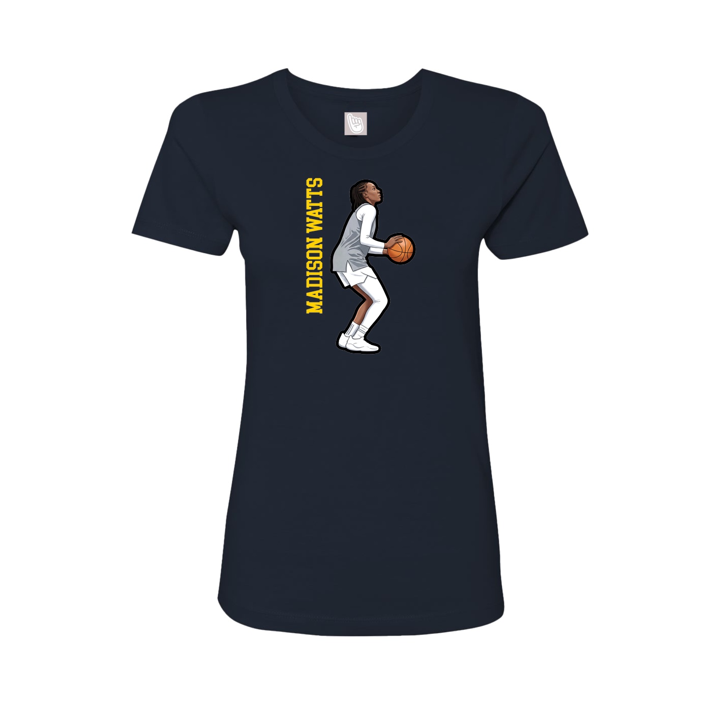Womens Tee — Name Vertical in Navy
