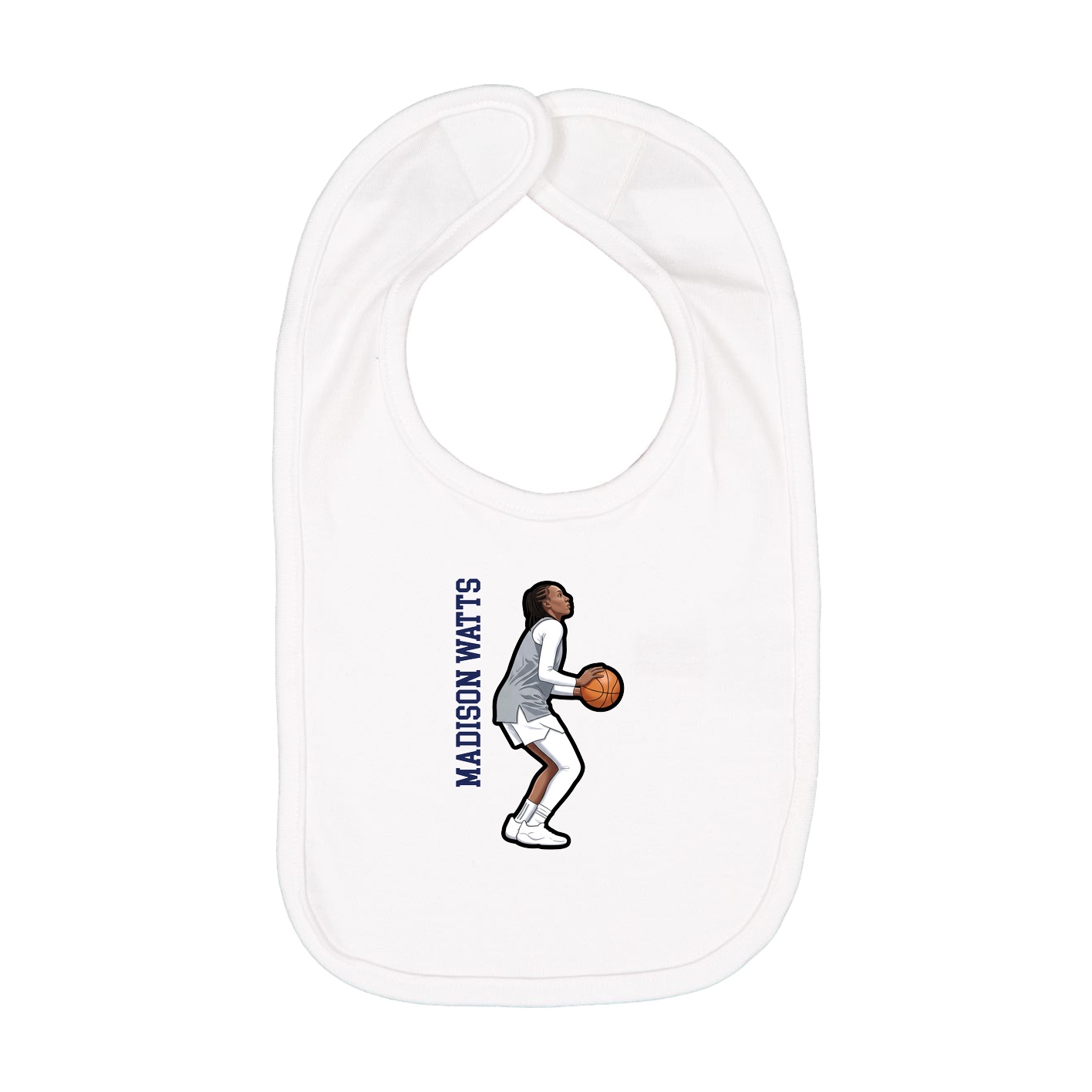 Infant Bib — Name Vertical in White
