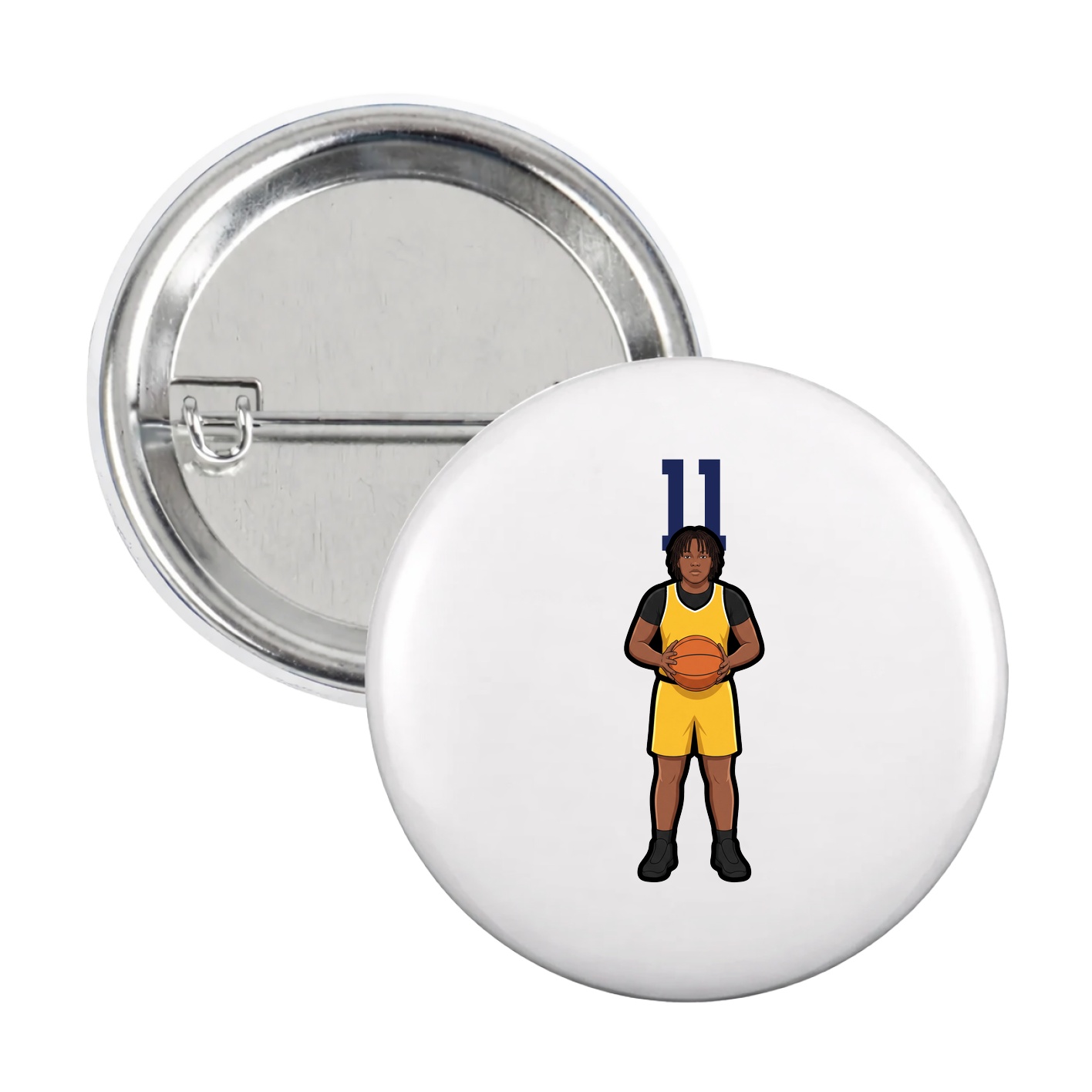 Game Day Button — Number Top in White