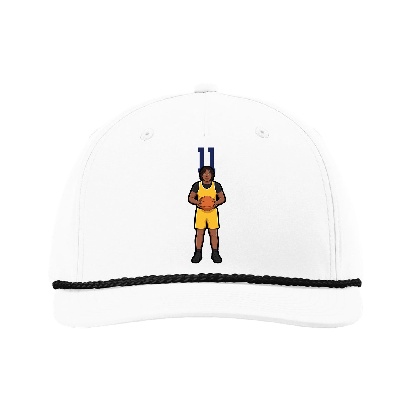 Five-Panel Classic Rope Cap — Number Top in White
