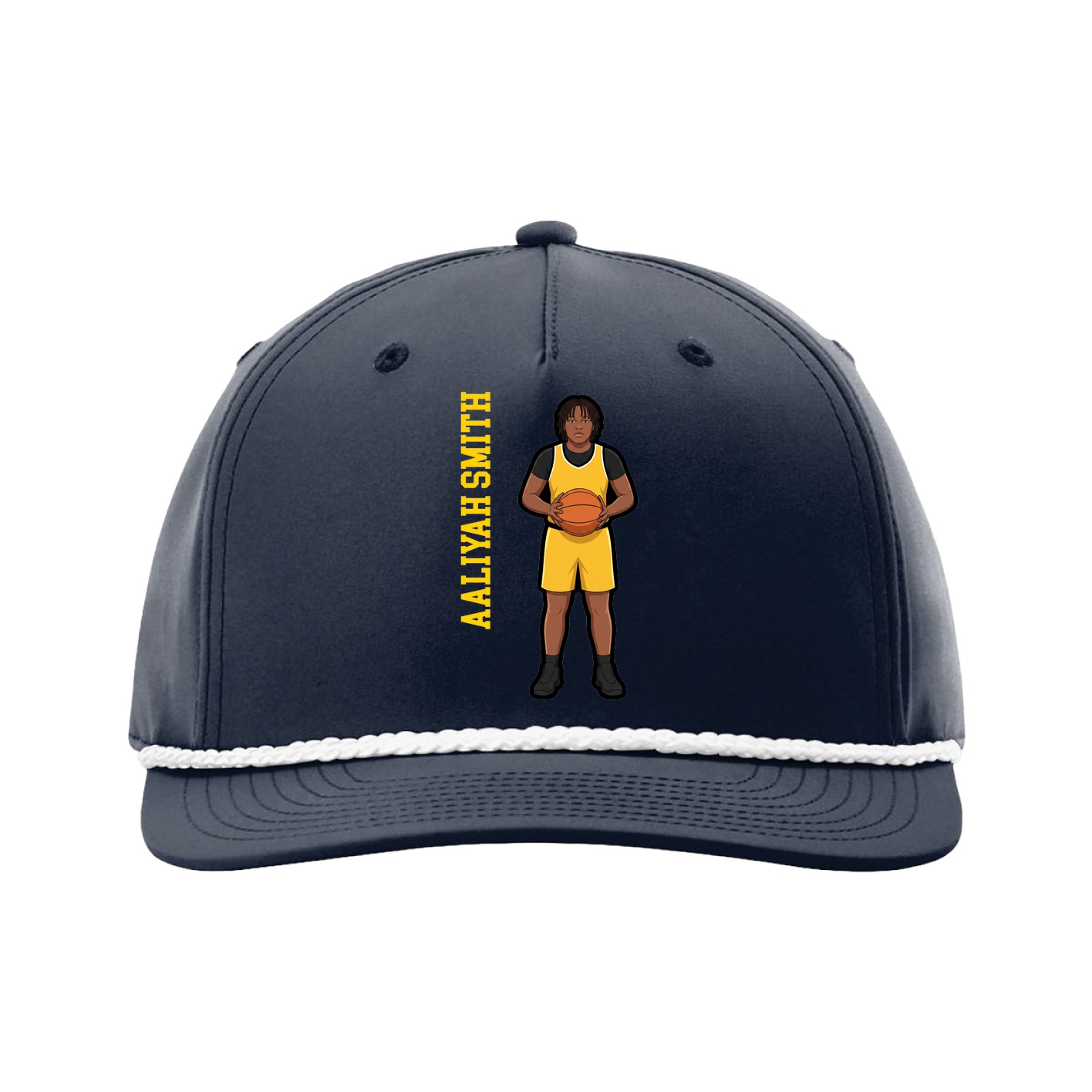 Five-Panel Classic Rope Cap — Name Vertical in Navy