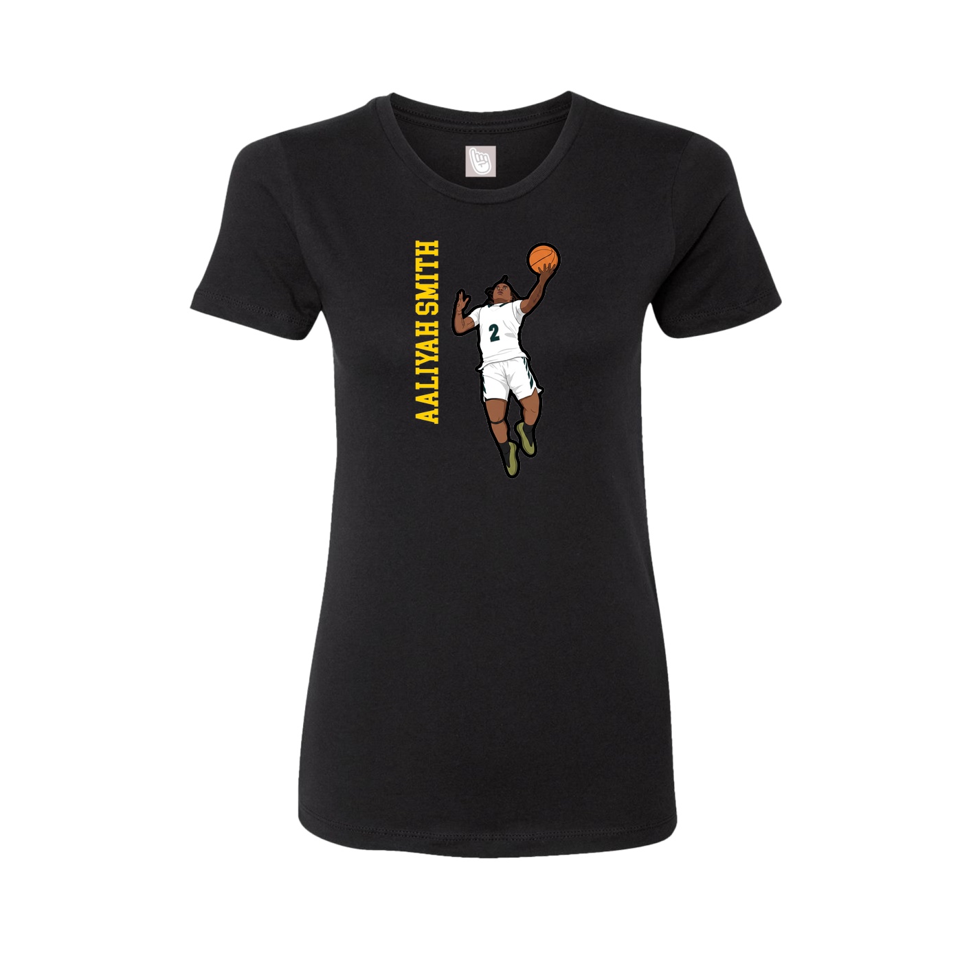 Womens Tee — Name Vertical in Black
