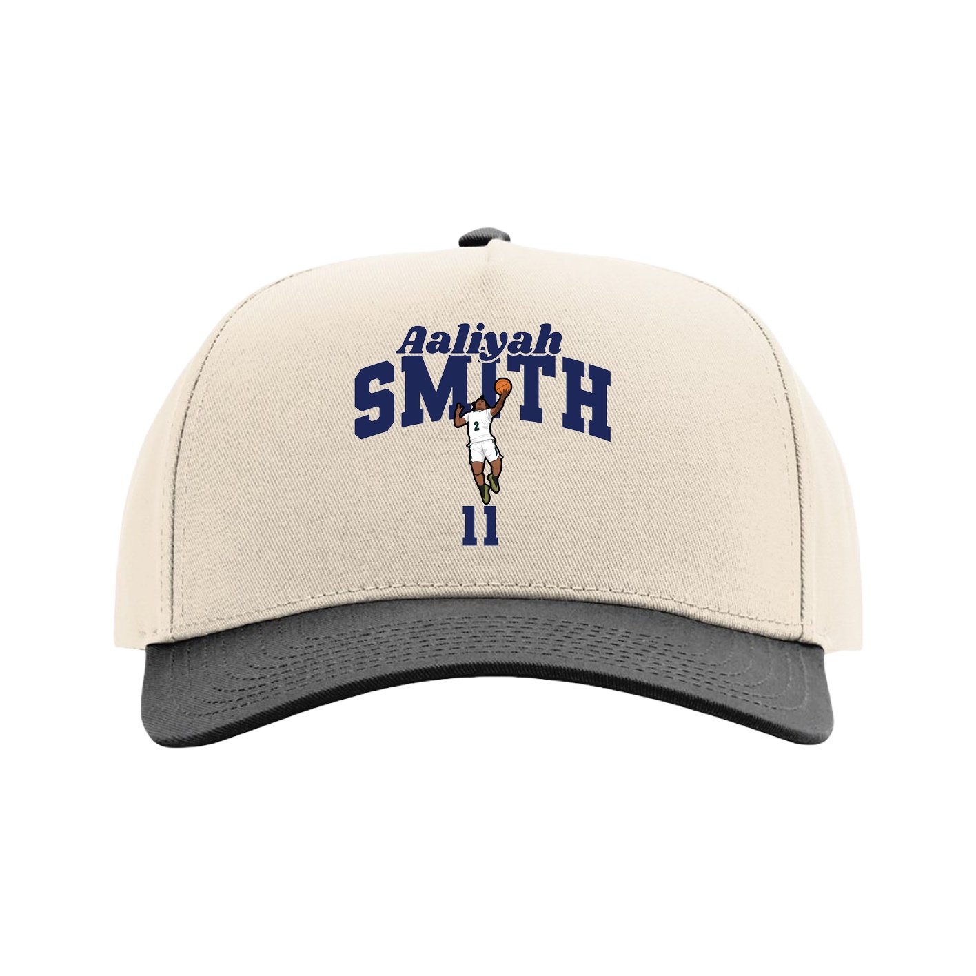 Full Fabric Five-Panel Champ Cap — Signature Arch in Cream/Black