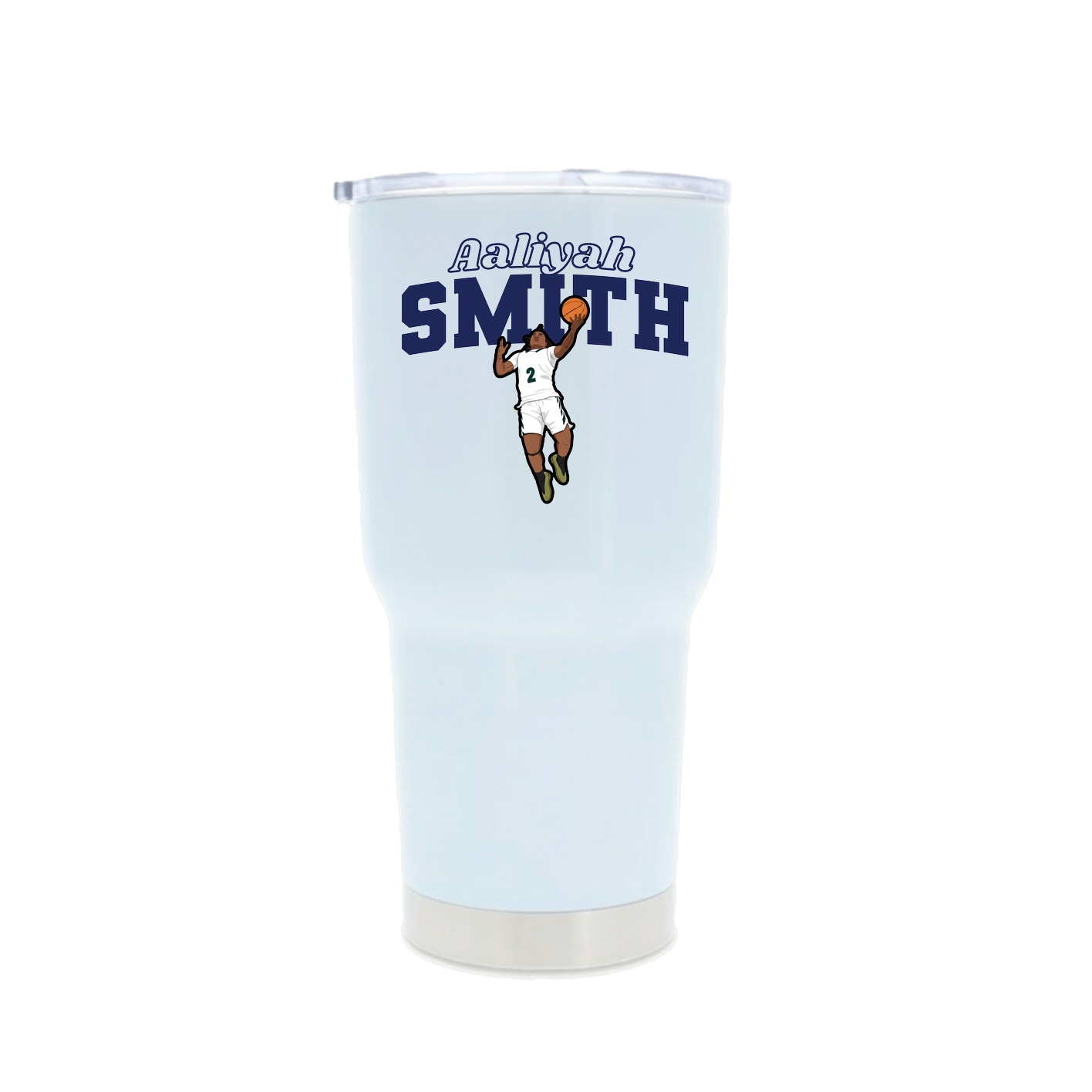30oz Stainless Steel Tumbler — Name Arch in White