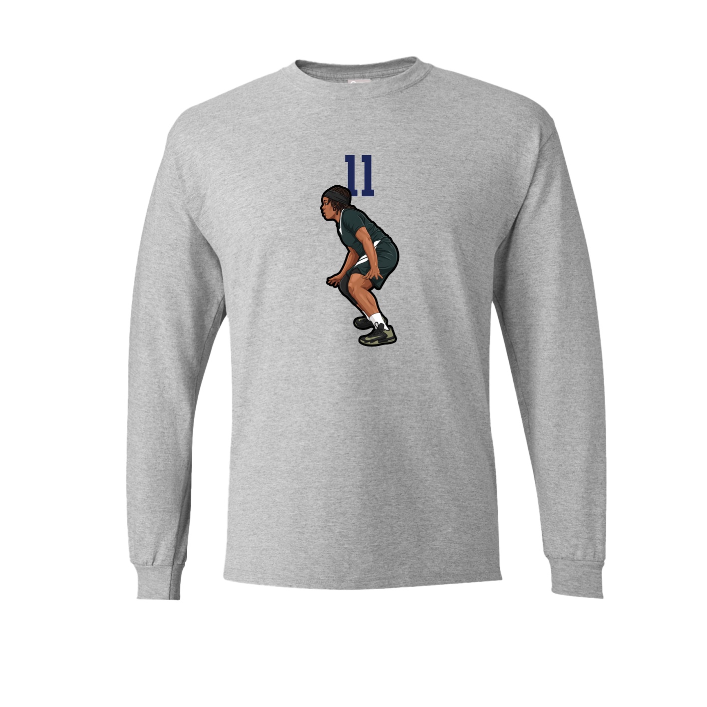 Long Sleeve Tee — Number Top in Grey