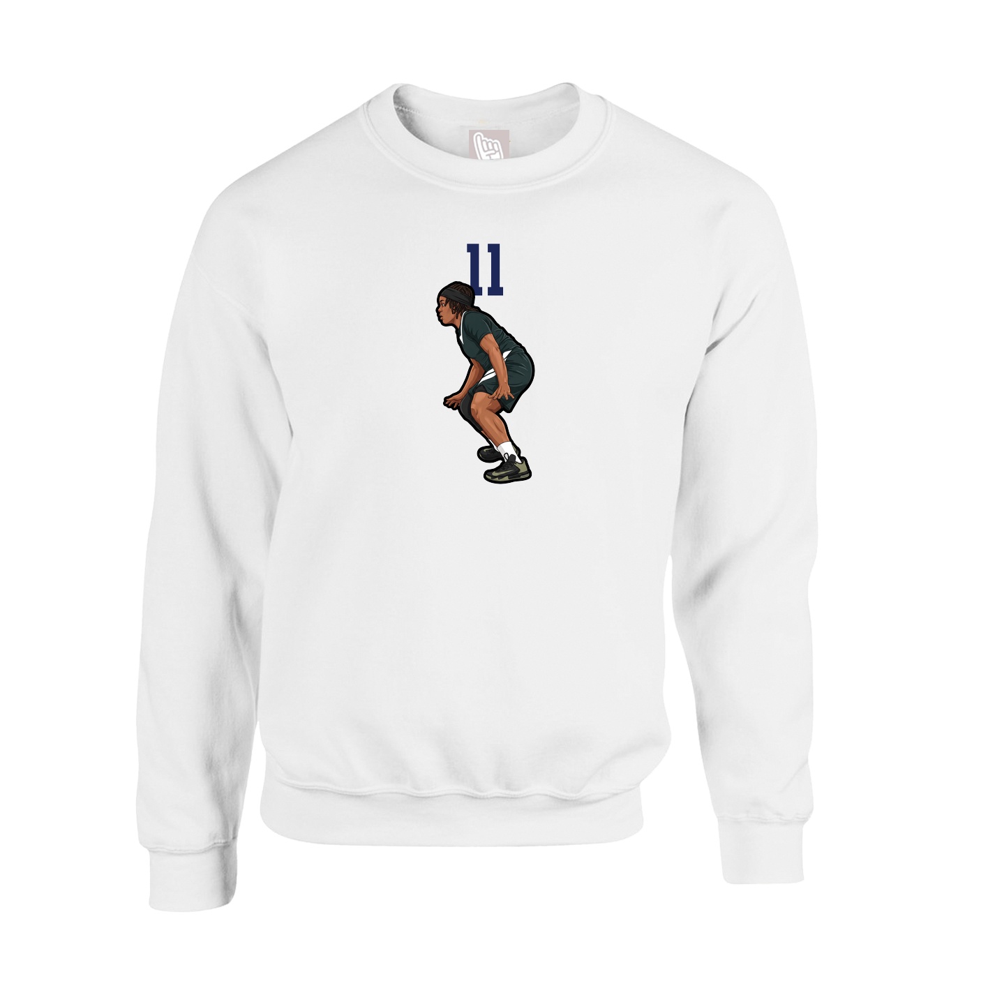 Fleece Crew — Number Top in White