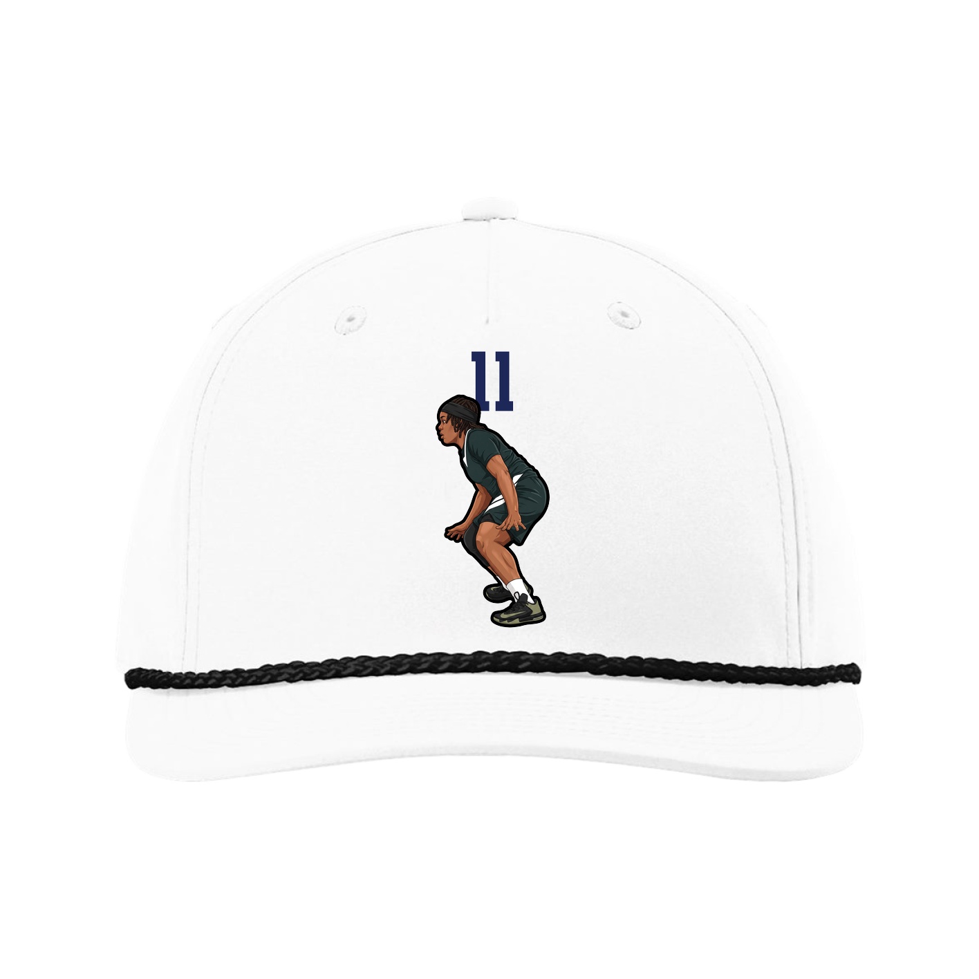 Five-Panel Classic Rope Cap — Number Top in White