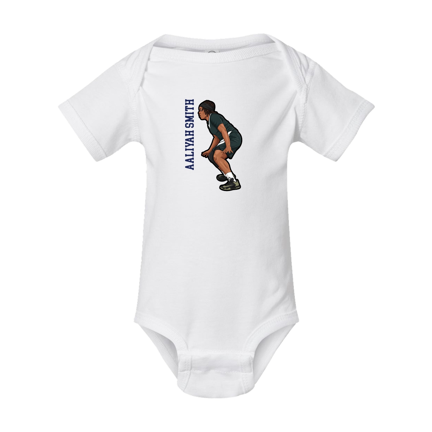 Baby Onesie — Name Vertical in White