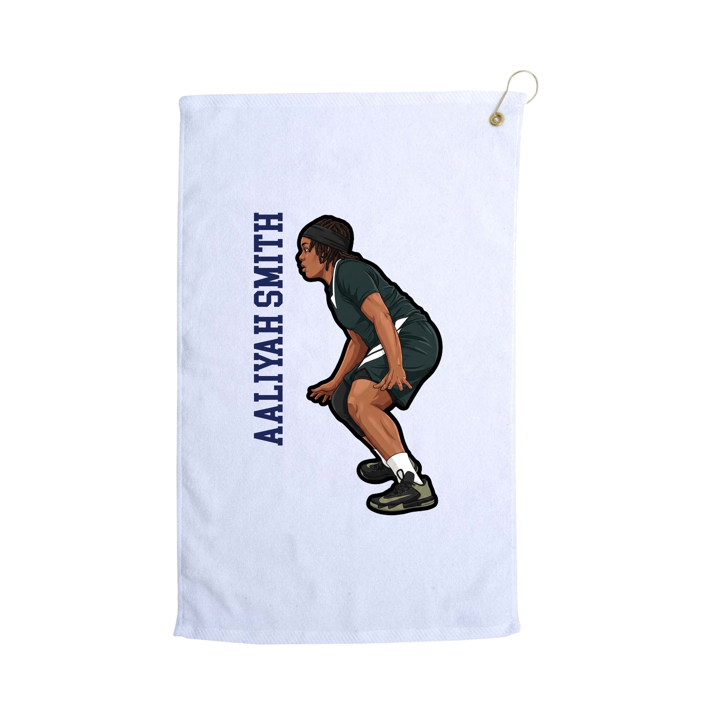 Golf Towel — Name Vertical in White