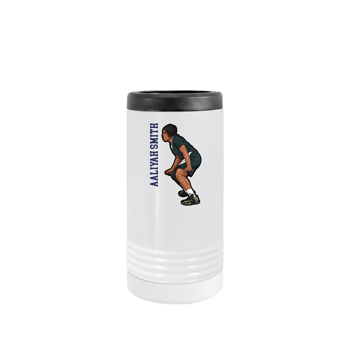 Slim Beverage Holder — Name Vertical in White